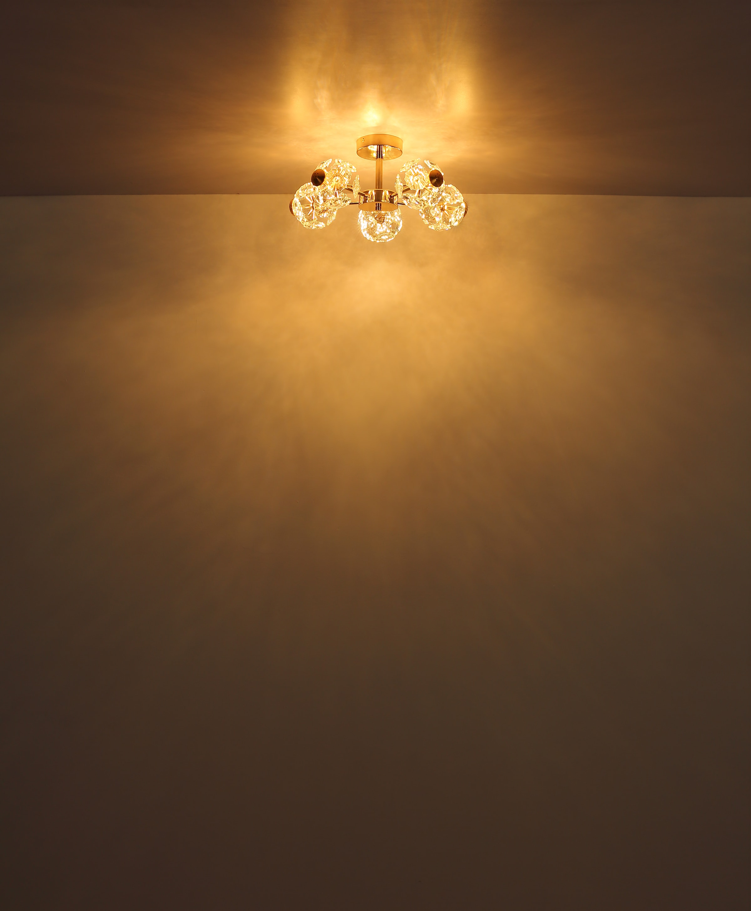 GLOBO LIGHTING LED Deckenleuchte »FLORIELLA«, Leuchtmittel LED-Modul | LED fest integriert, Deckenlampe/goldfarben/Glaskristalle/3000K