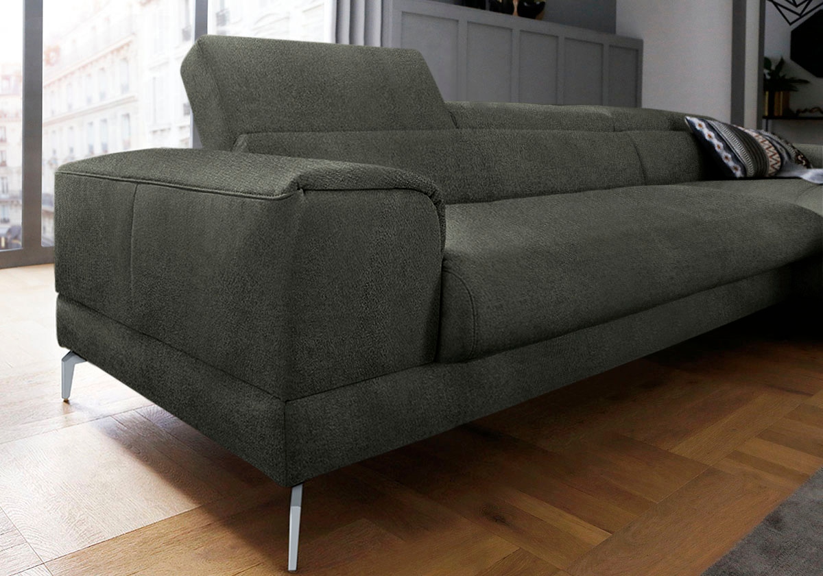 W.SCHILLIG Ecksofa »piedroo, Designsofa mit tollem Sitzkomfort, bequem und elegant, L-Form«, Kopfteilverstellung, wahlweise mit Sitztiefenverstellung, Breite 343cm