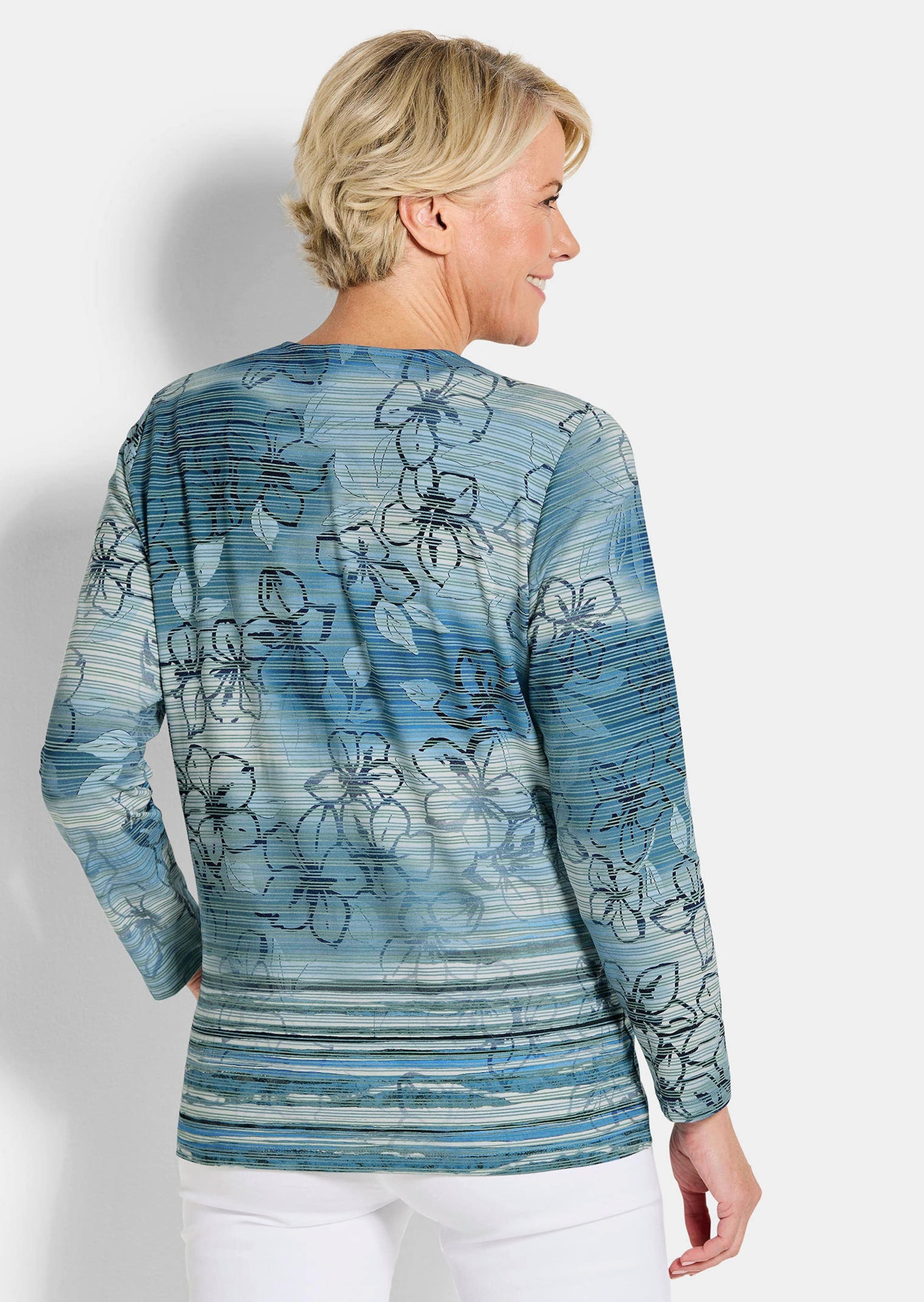 GOLDNER Kurzjacke »Jerseyjacke mit floralem Streifenmuster« stretchbequemer Jersey