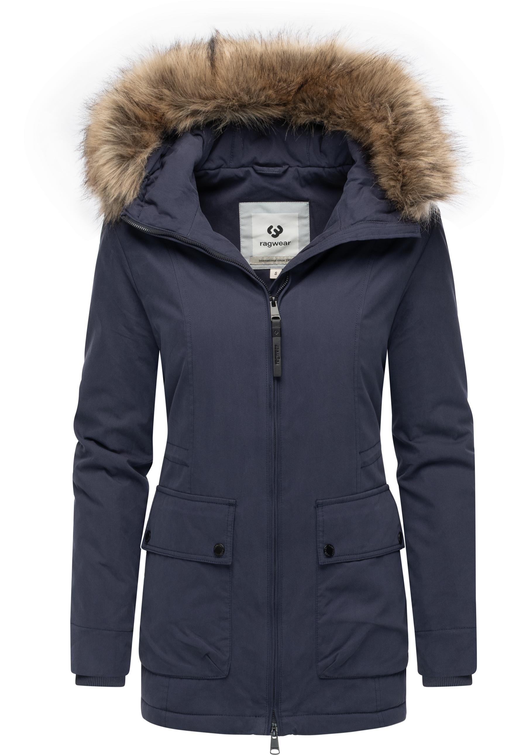 Ragwear Kurzmantel »Monadetta Warm«, Kurzer Wintermantel mit Kunstfellbesatz