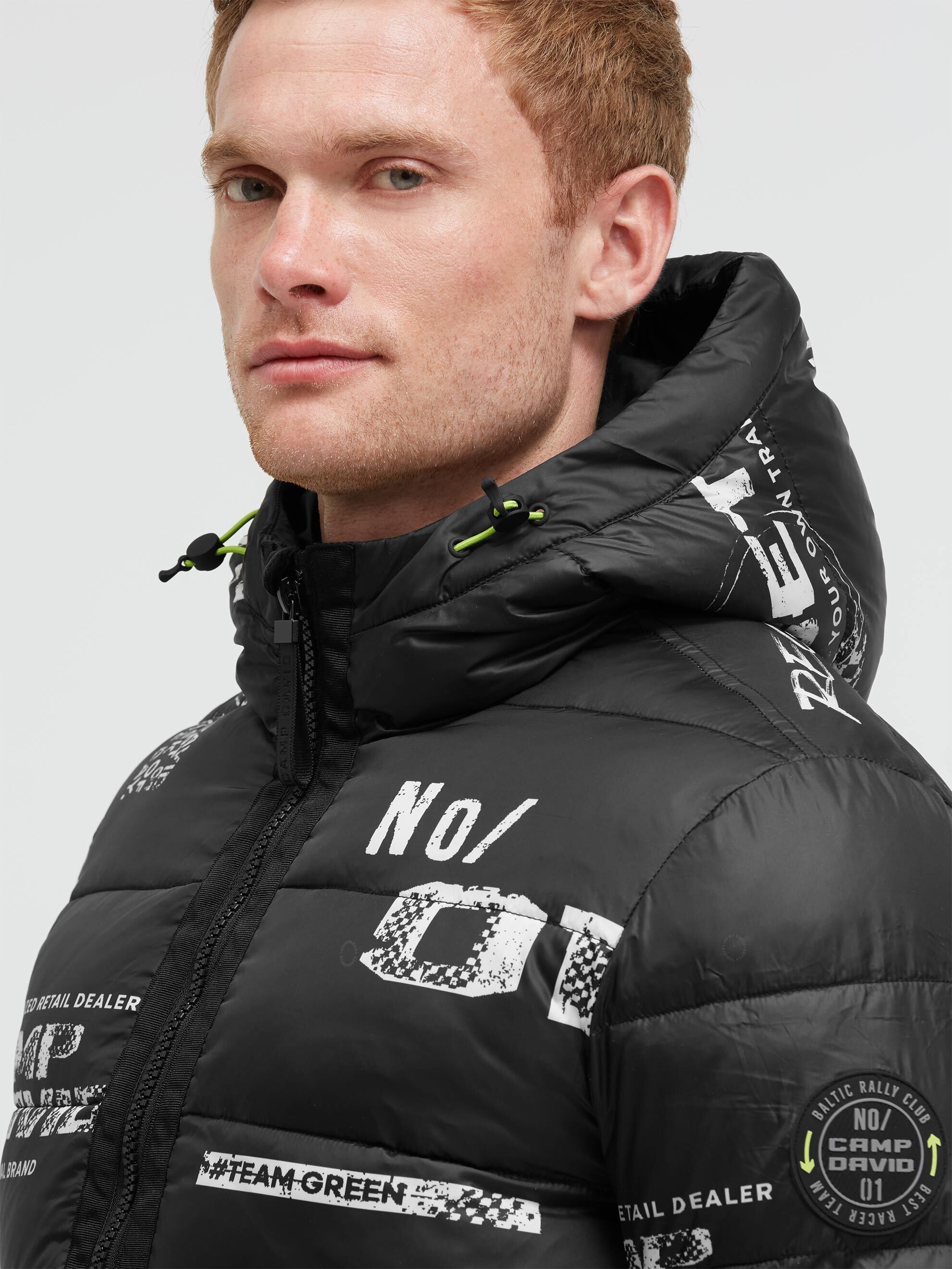 CAMP DAVID Winterjacke mit Kapuze mit elastischem Saumabschluss