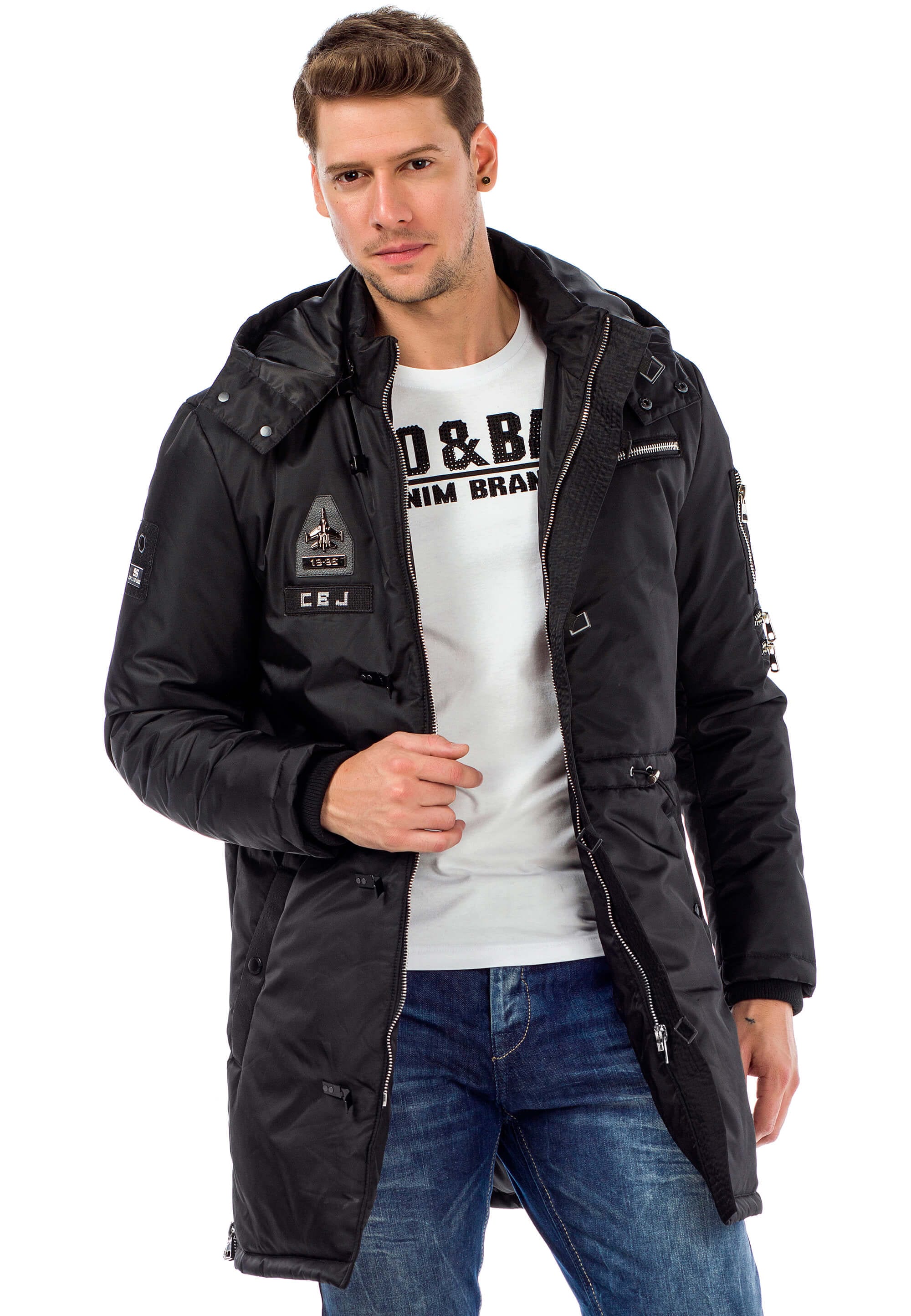 Cipo & Baxx Winterjacke, mit abnehmbare Kapuze