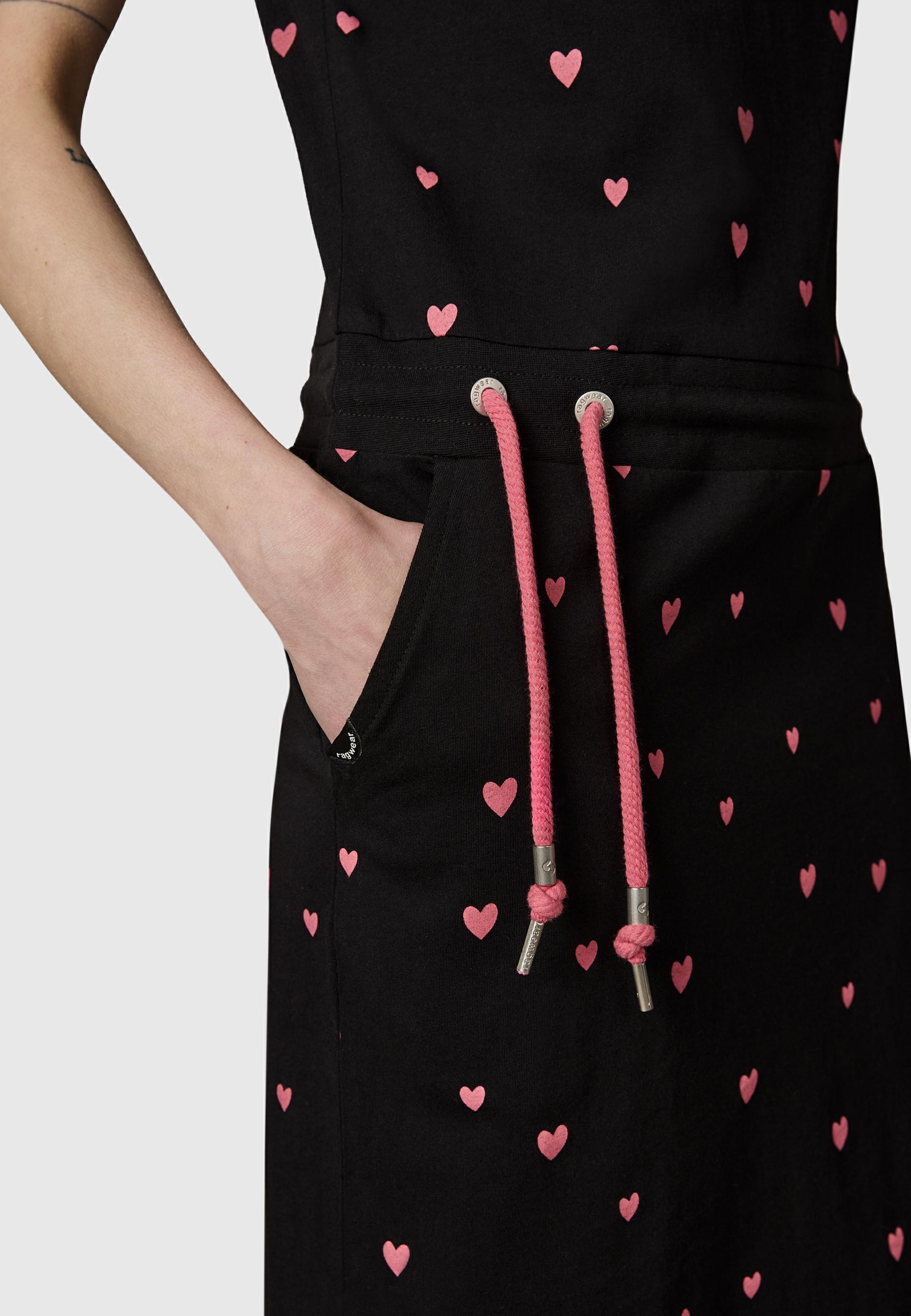 Ragwear Sommerkleid »Penelope Hearts YOUMODO« Außentaschen | Eingrifftaschen leichtes Baumwoll Kleid mit verspieltem Print