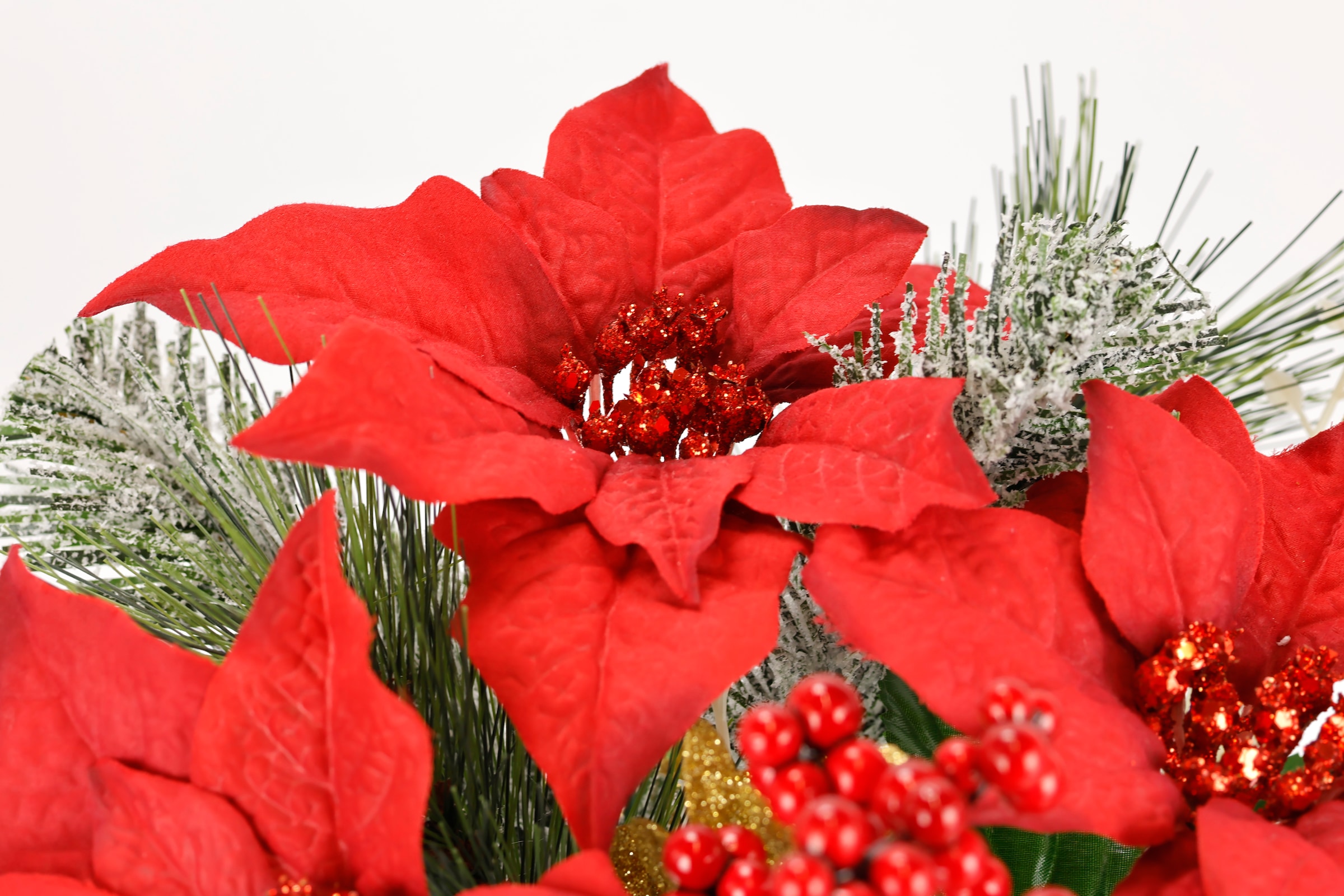 I.GE.A. Kunstblumenstrauß »Bouquet Poinsettia/Beeren/Tannenzweige«, 2er Set Weihnachtsblumen Weihnachtsdeko Adventsdeko Christstern Deko