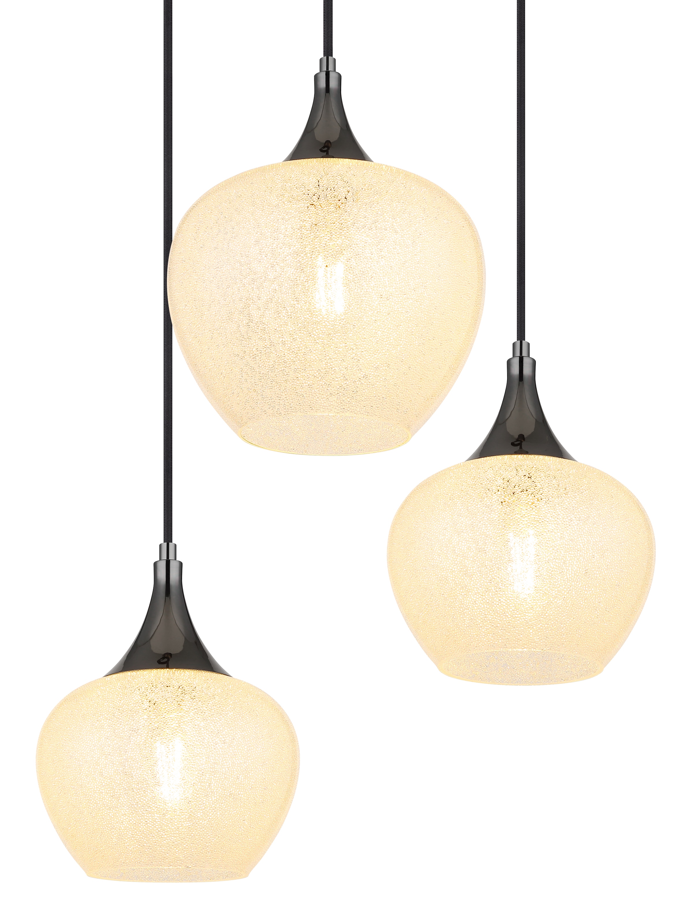 GLOBO LIGHTING Hängeleuchte »MAXY«, Leuchtmittel E27 | ohne Leuchtmittel, Hängelampe/Pendelleuchte/schwarz-chrom/Glas klar/Acrylkristalle