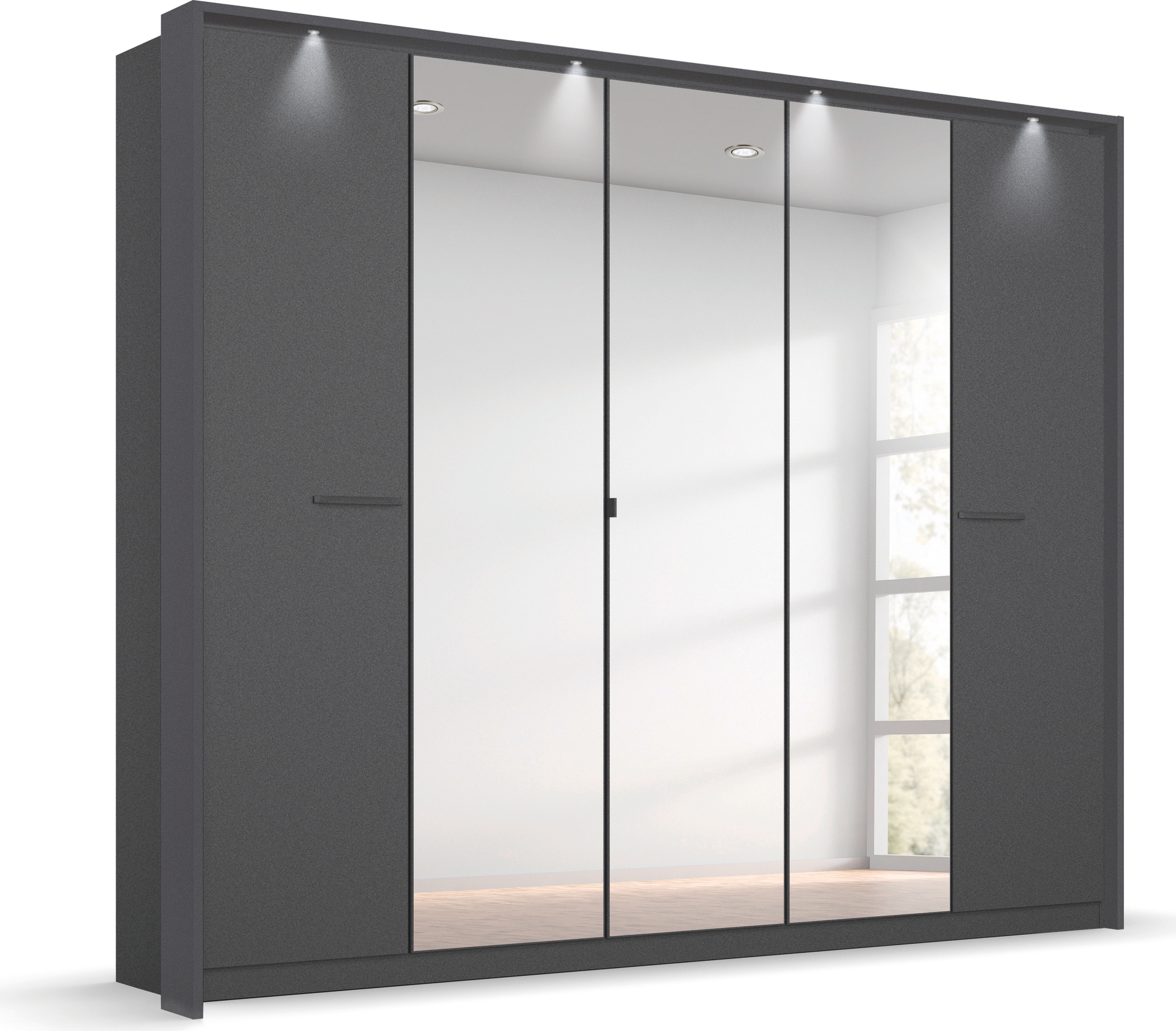 OTTO home Kleiderschrank "Mehrzweckschrank Aktenschrank Möbel Mietswohnung Schlafzimmer OTELI" erhältlich in Breiten 230/275 cm inkl. Innenschubladen und extra Böden, inkl. Passepartout optional mit Beleuchtung MADE IN GERMANY