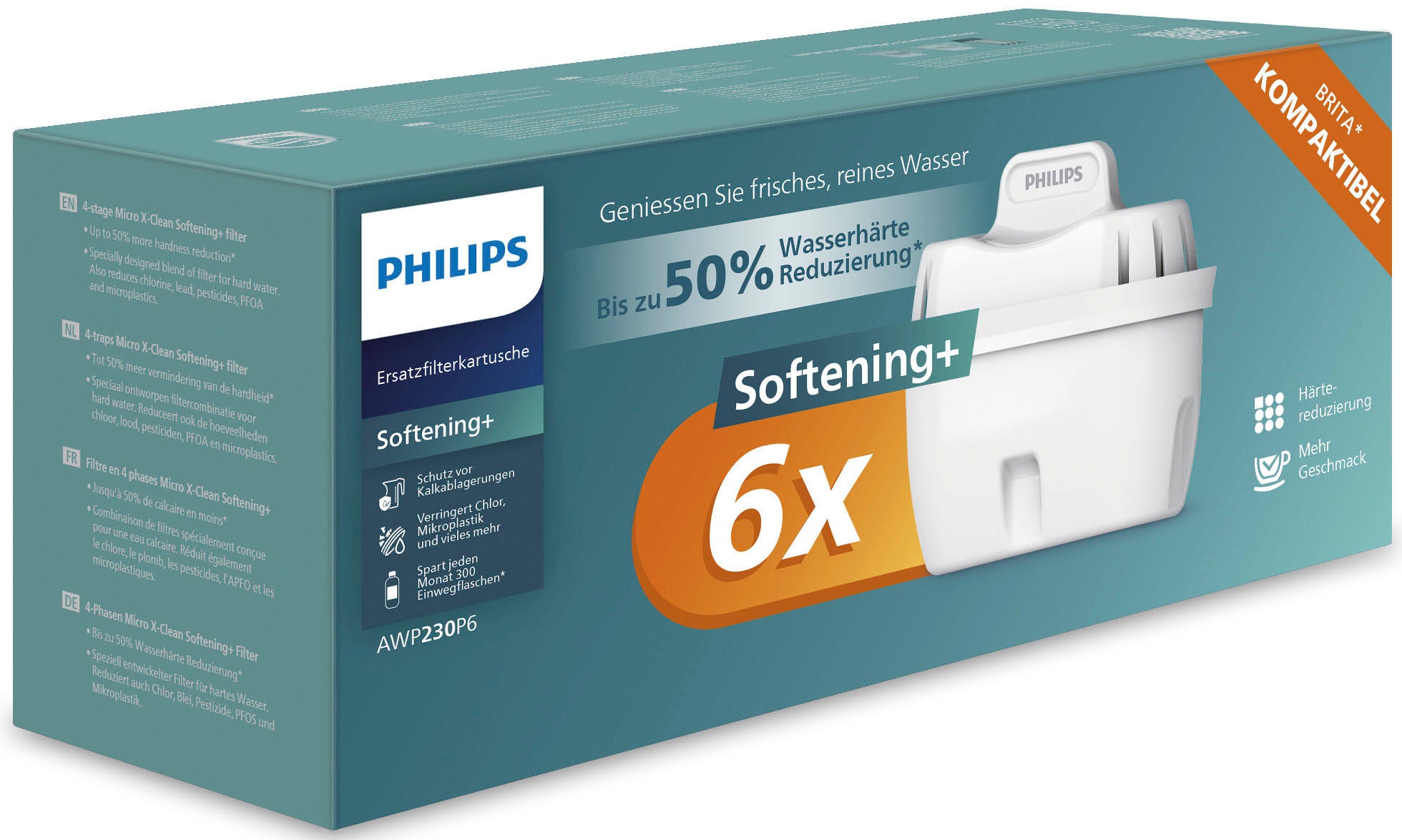 Philips Kalk- und Wasserfilter "Micro X-Clean Softening" 6 Stk. tlg. 6er Pack Kalk- und Wasserfilter