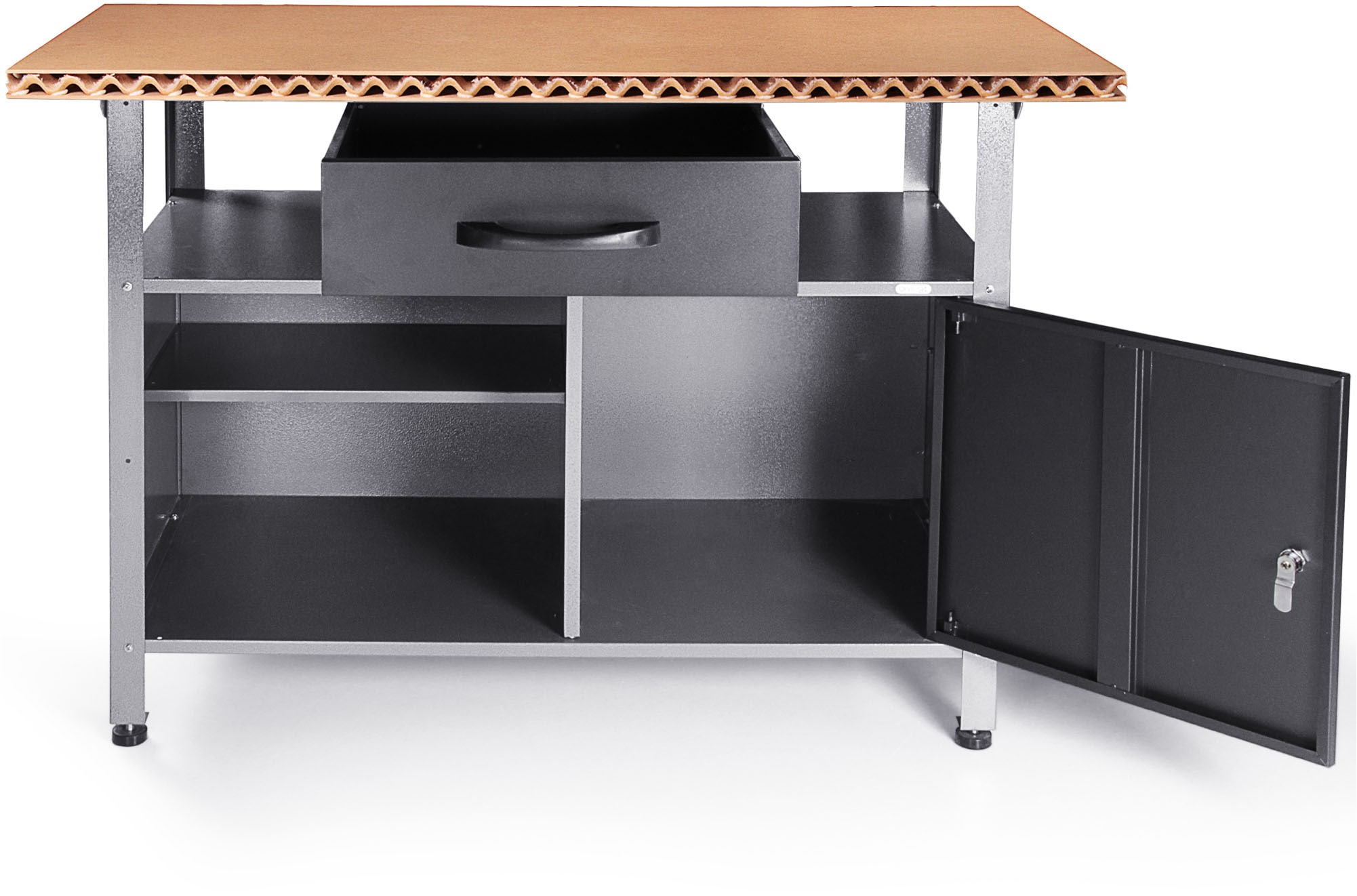 ONDIS24 Werkbank »»Klaus Eco««, (1 tlg.), 120 x 60 x 85 (H) cm, Leichtbau Holz-Platte, abschließbare Tür
