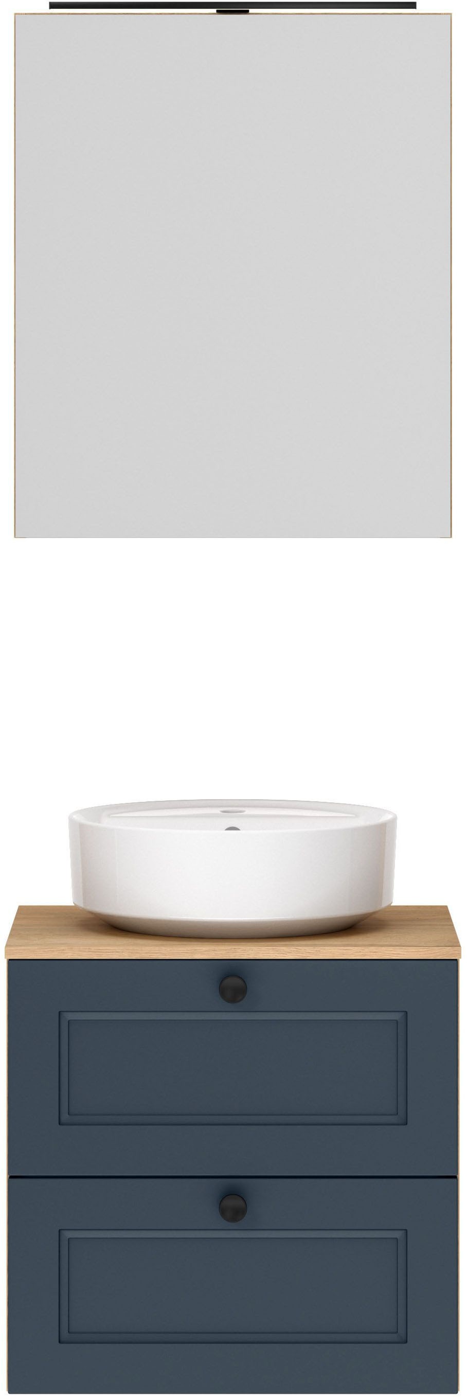 nobilia® Badmöbel-Set »Cascada« Set, inkl.  Aufsatzwaschbecken und Spiegelschrank mit Beleuchtung, 2 Stk. tlg.