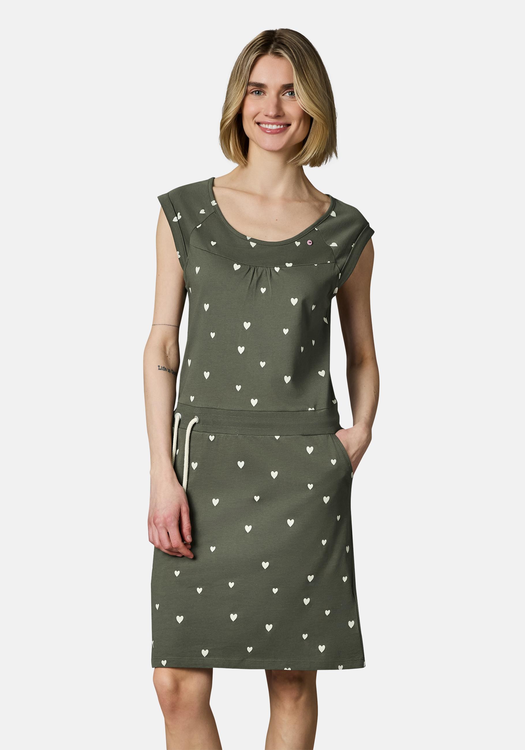 Ragwear Sommerkleid "Penelope Hearts YOUMODO" Außentaschen Eingrifftaschen leichtes Baumwoll Kleid mit verspieltem Print