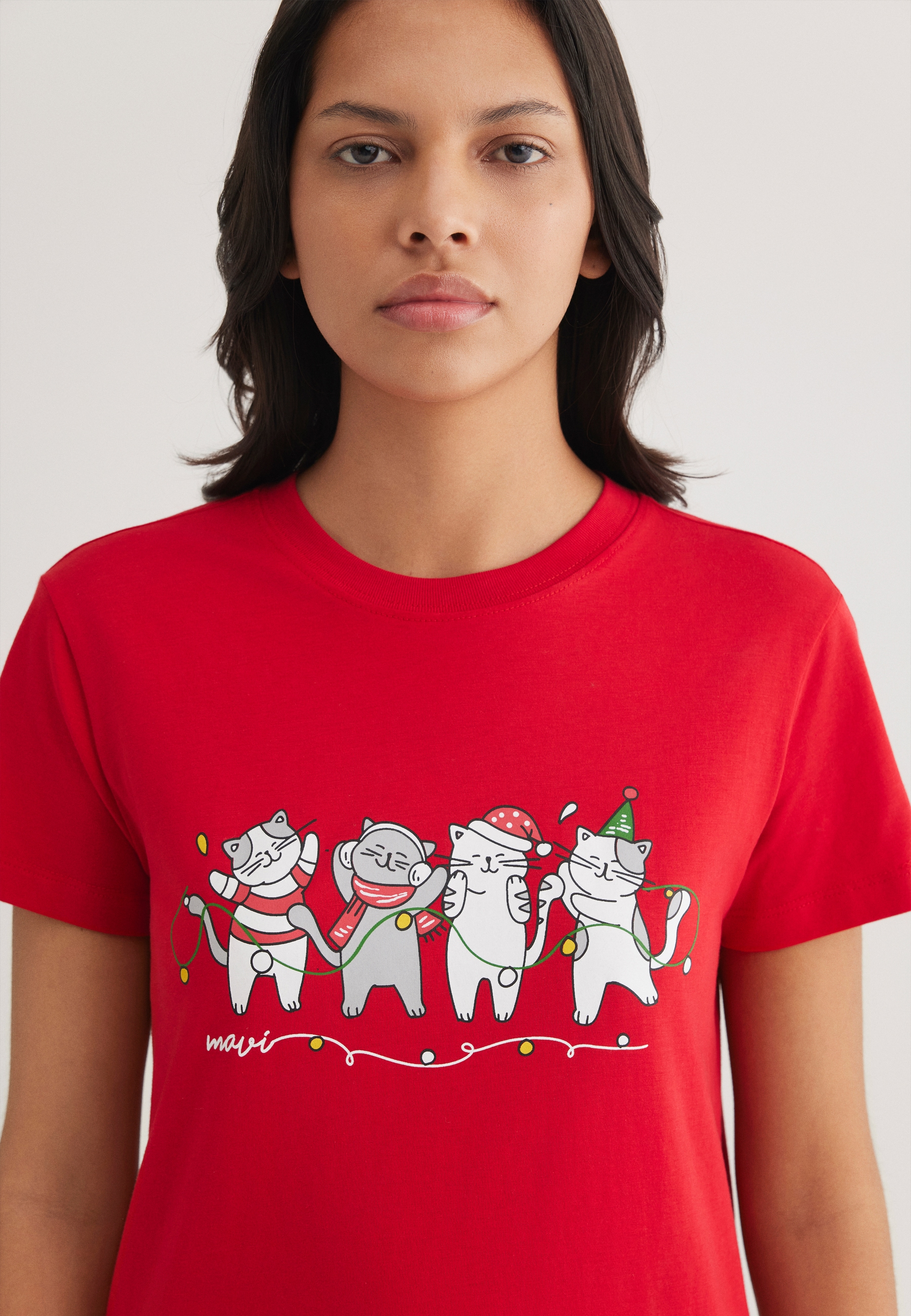 Mavi T-Shirt »DANCING CAT TEE«, T-Shirt X-Mas