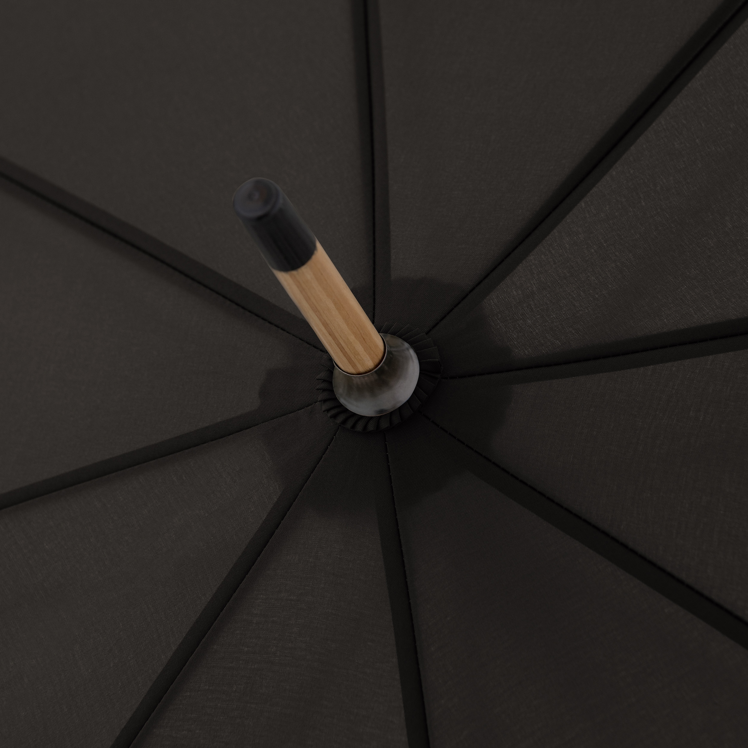 doppler® Stockregenschirm »nature Long, simple black«, aus recyceltem Material mit Schirmgriff aus Holz