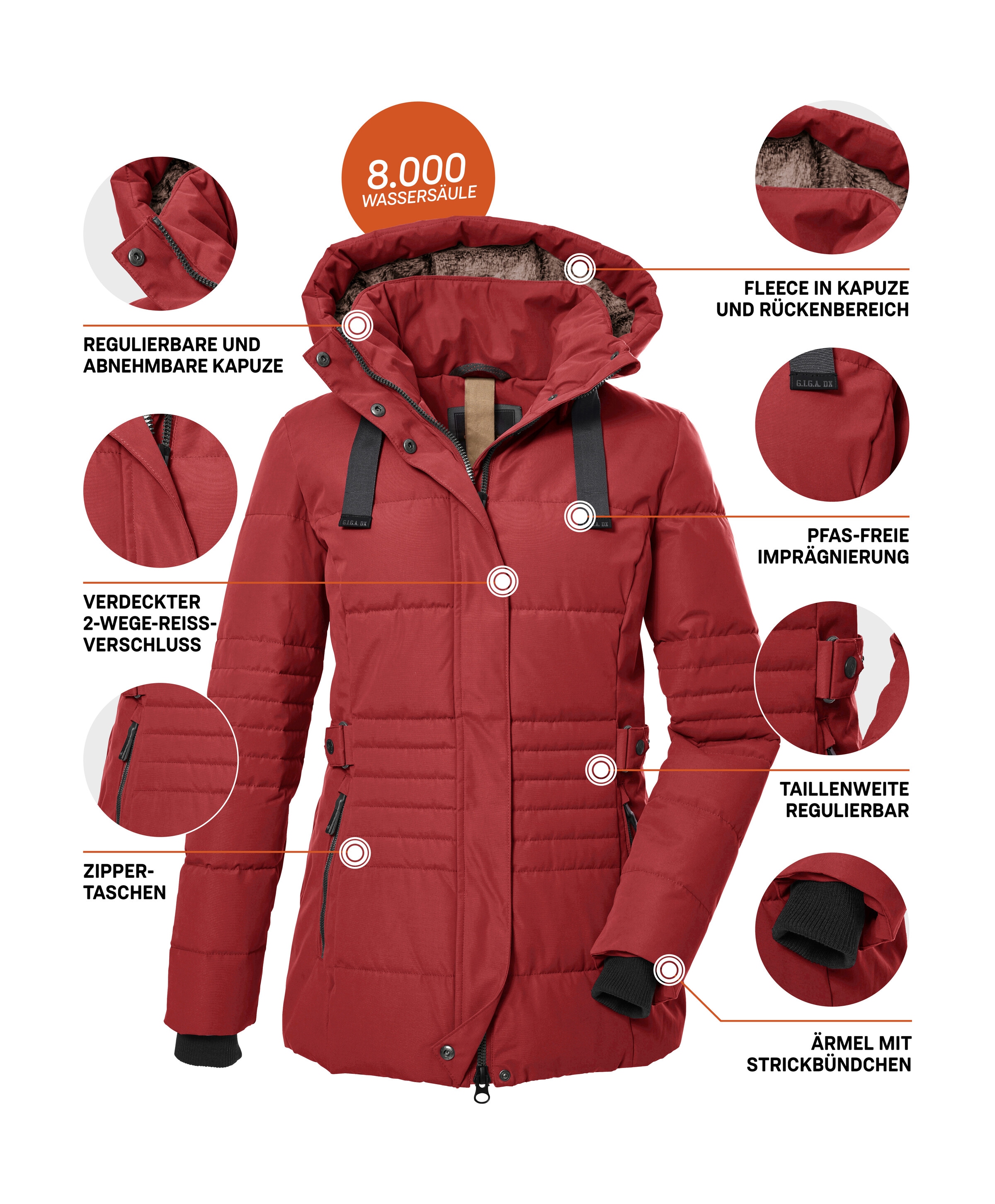 G.I.G.A. DX by killtec Steppjacke »GW 25 WMN QLTD JCKT« Taillierte Winterjacke, wasserabweisend, winddicht, abnehmbare Kapuze