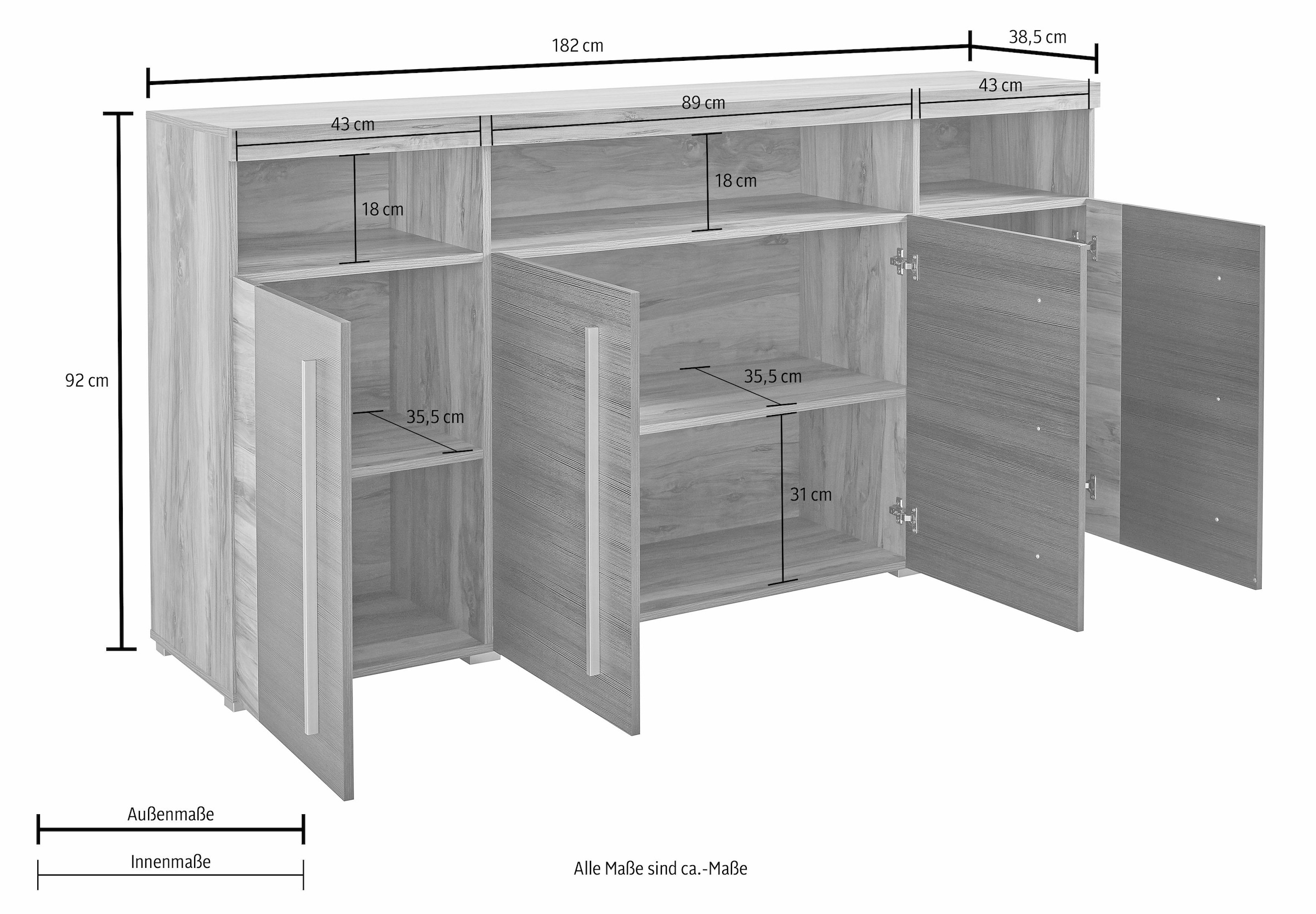 Helvetia Sideboard »Roger«, Breite 182 cm | BAUR