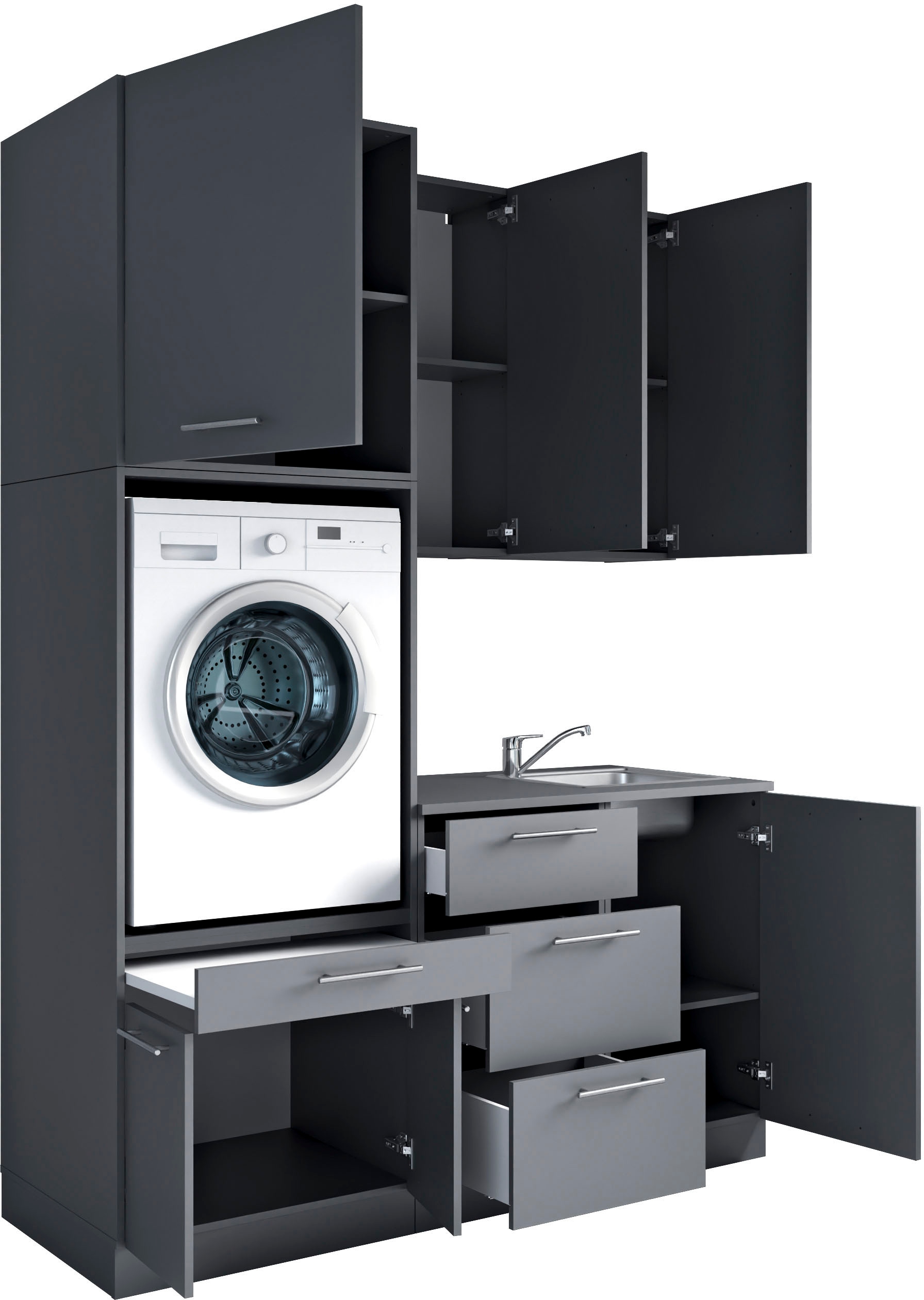Laundreezy Mehrzweckschrank-Set »Laundreezy, 6-tlg. Mehrzweckschrank-Set B/H/T 168/238/68 cm« 6 Stk. tlg.