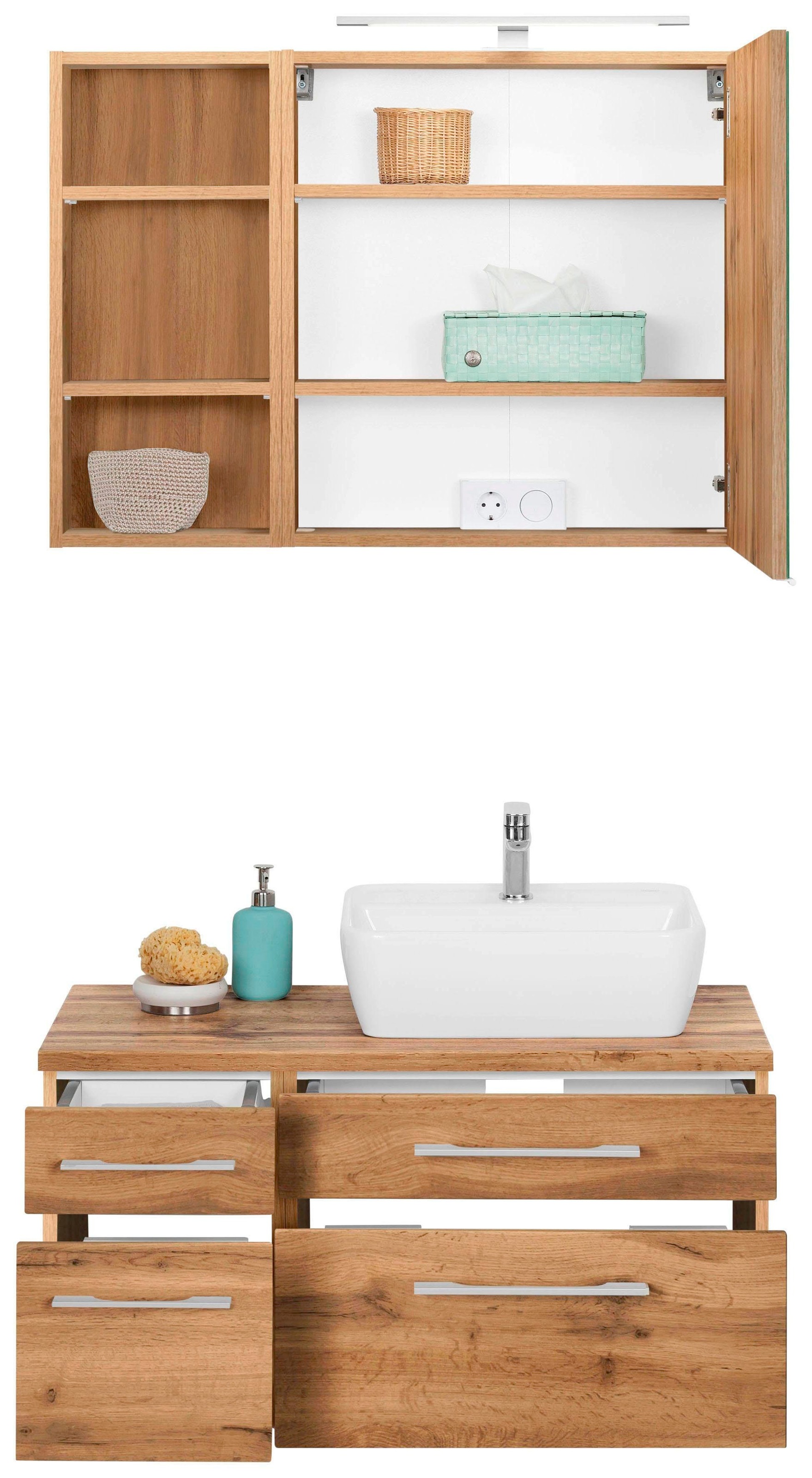 welltime Badmöbel-Set "B/H/T: 311 x 81 x 173" 3 Stk. tlg. Breite 50 cm, mit günstig online kaufen