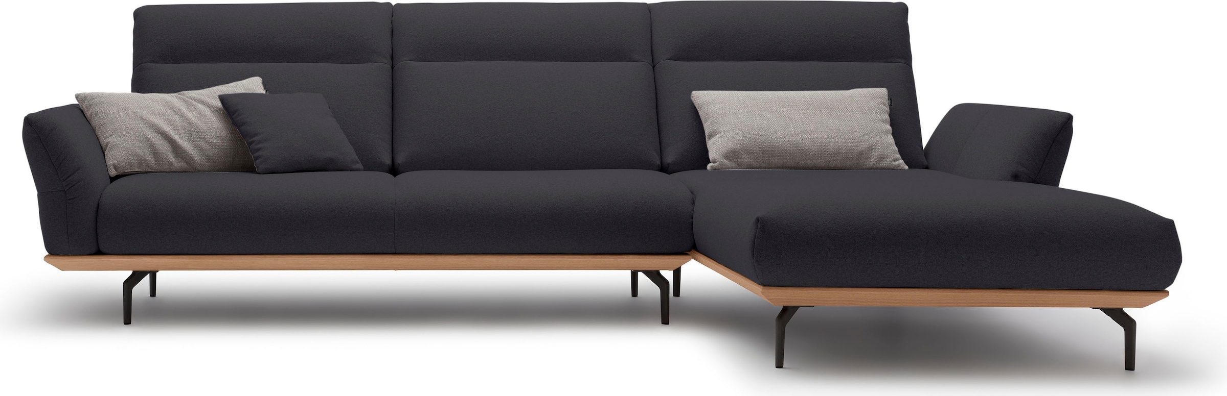 Creation BY ROLF BENZ Ecksofa "CR.460 Design-Sofa, verstellbare Rückenlehne, L-Form" Sockel in Eiche, Winkelfüße in Umbragrau, Breite 318 cm