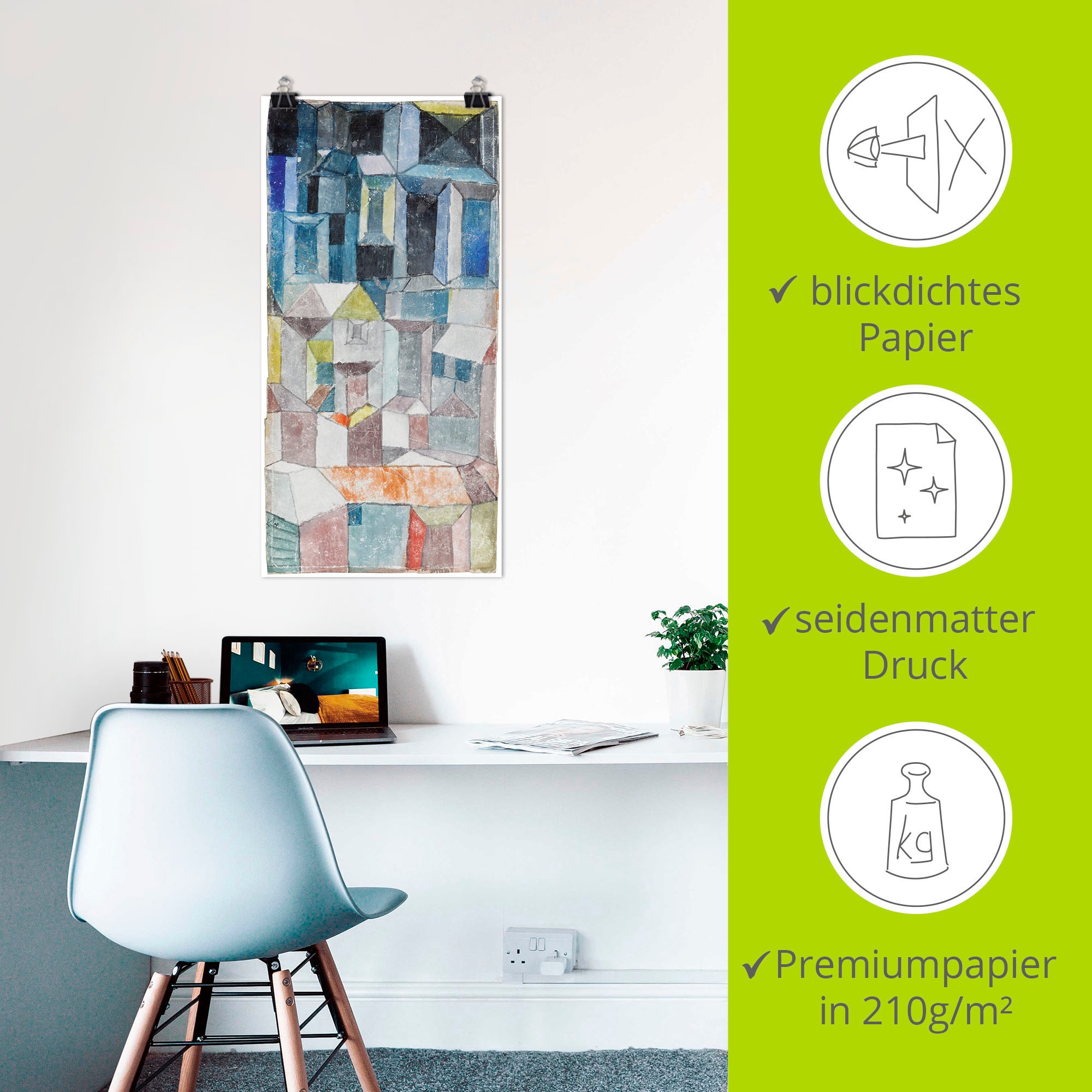 Artland Alu-Dibond-Druck »Stadt emporwachsend, sich verdüsternd.«, Muster, (1 St.), für Innen- und Außenbereich geeignet, Outdoorbild