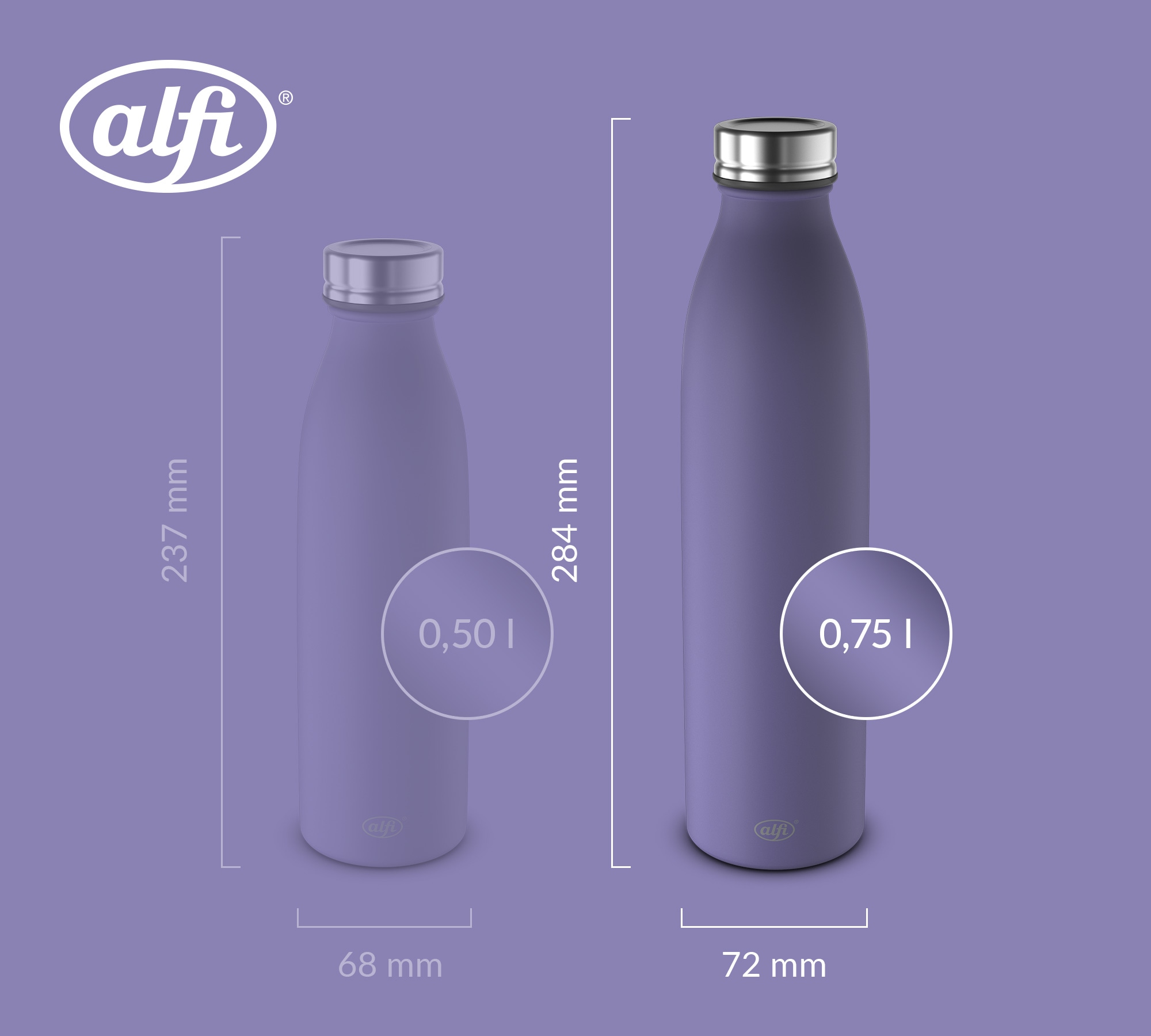 Alfi Isolierflasche »PURE BOTTLE, aus doppelwandigem Edelstahl, spülmaschinenfest« 0,75l, 24h kalt, Pulverbeschichtung, absolut dicht bei Kohlensäure