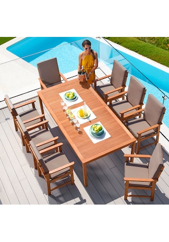 Garten-Essgruppe »Montana«, (17 tlg., 8x Sessel, inkl. Auflagen, 1x Tisch 220x110 cm)