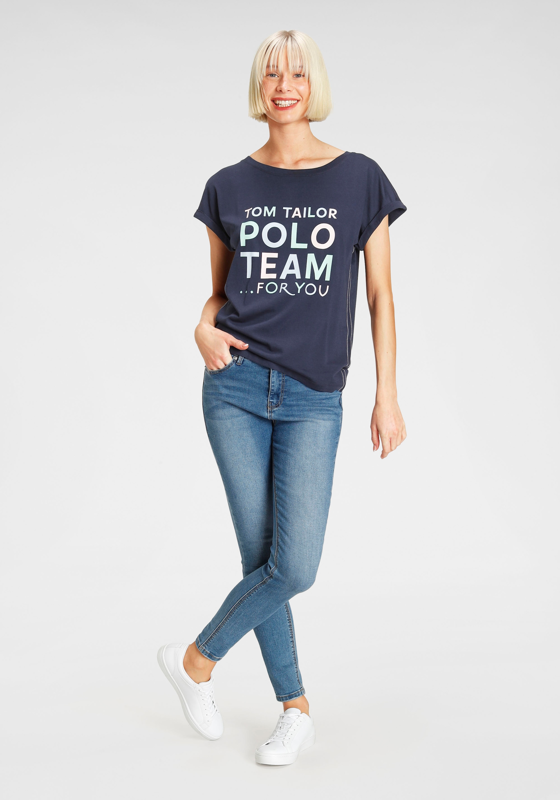 TOM TAILOR Polo Team Logo-Print Print-Shirt, bestellen BAUR farbenfrohen | großem