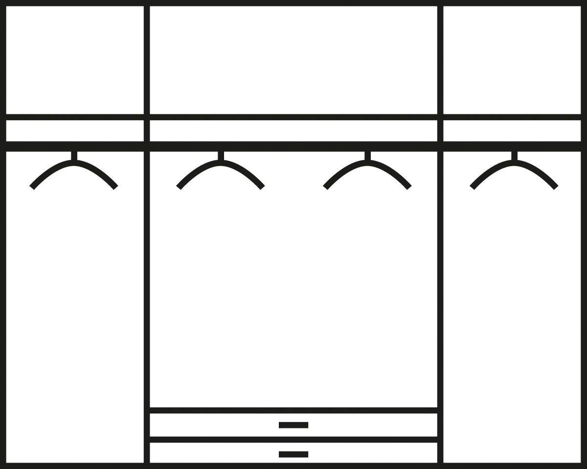 rauch Drehtürenschrank "Kleiderschrank Schrank Ankleide Garderobe Schlafzimmerschrank MEMPHIS" Breiten: 181/225/270 cm, Höhe 210 cm, mit Spiegel und Schubladen, viel Stauraum MADE IN GERMANY