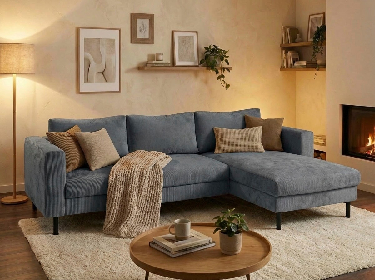 TRENDMANUFAKTUR "Amazing II, wahlw. mit Schlaffunktion & Bettkasten, Fuß schwarz" Recamiere beidseitig montierbar, L-Form,in Cord o. Struktur, B: 232 cm