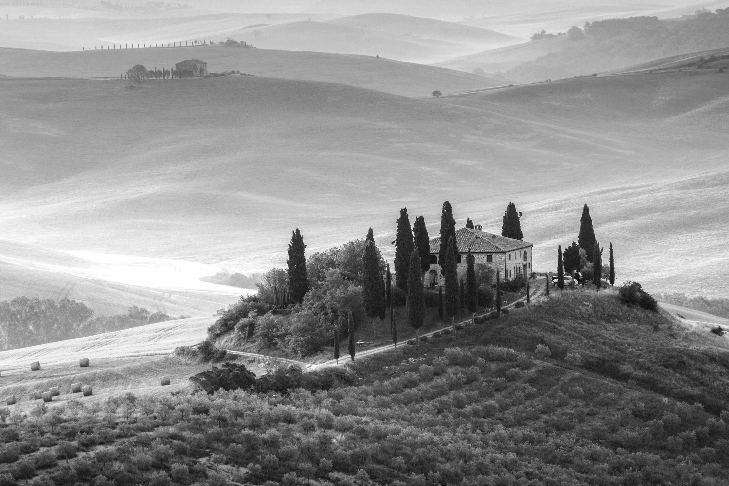 Papermoon Fototapete »Italien Landschaft Schwarz & Weiß«