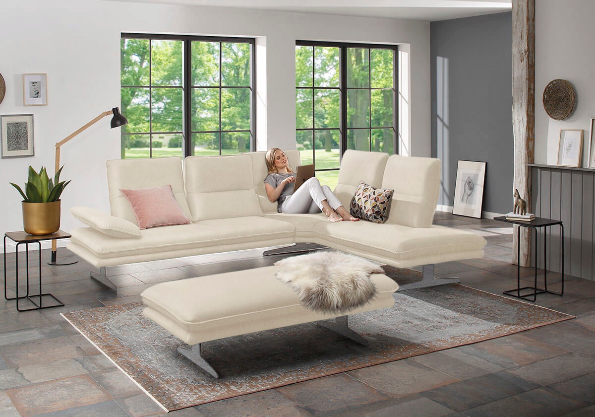 W.SCHILLIG Ecksofa »broadway, Designsofa, mit tollem Sitzkomfort, L-Form«, Sitztiefenverstellung, Kopfteil- & Seitenteilverstellung, Breite 284cm