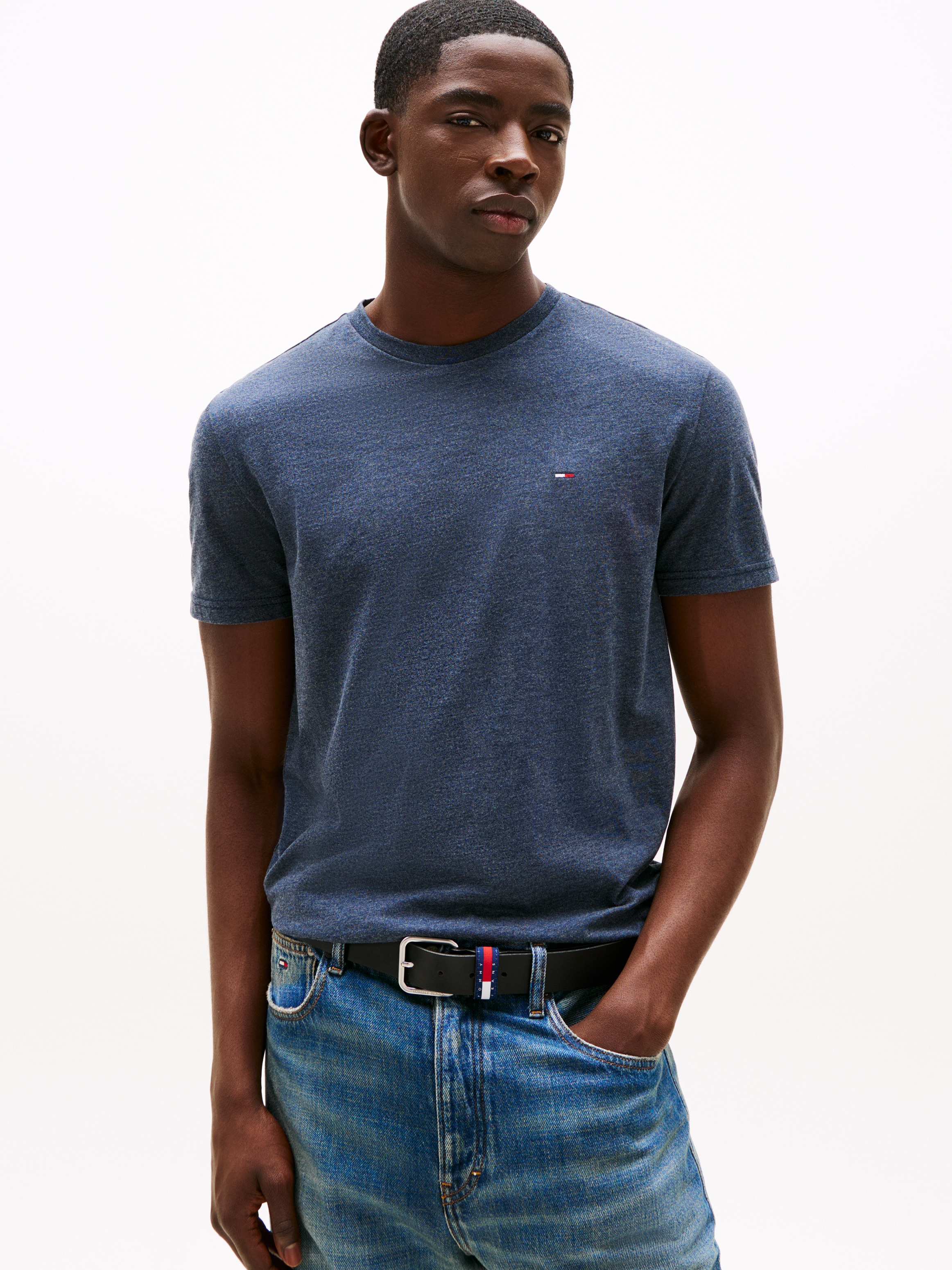 Tommy Jeans T-Shirt »TJM XSLIM JASPE HTR TEE EXT«, Mit Rundhalsausschnitt