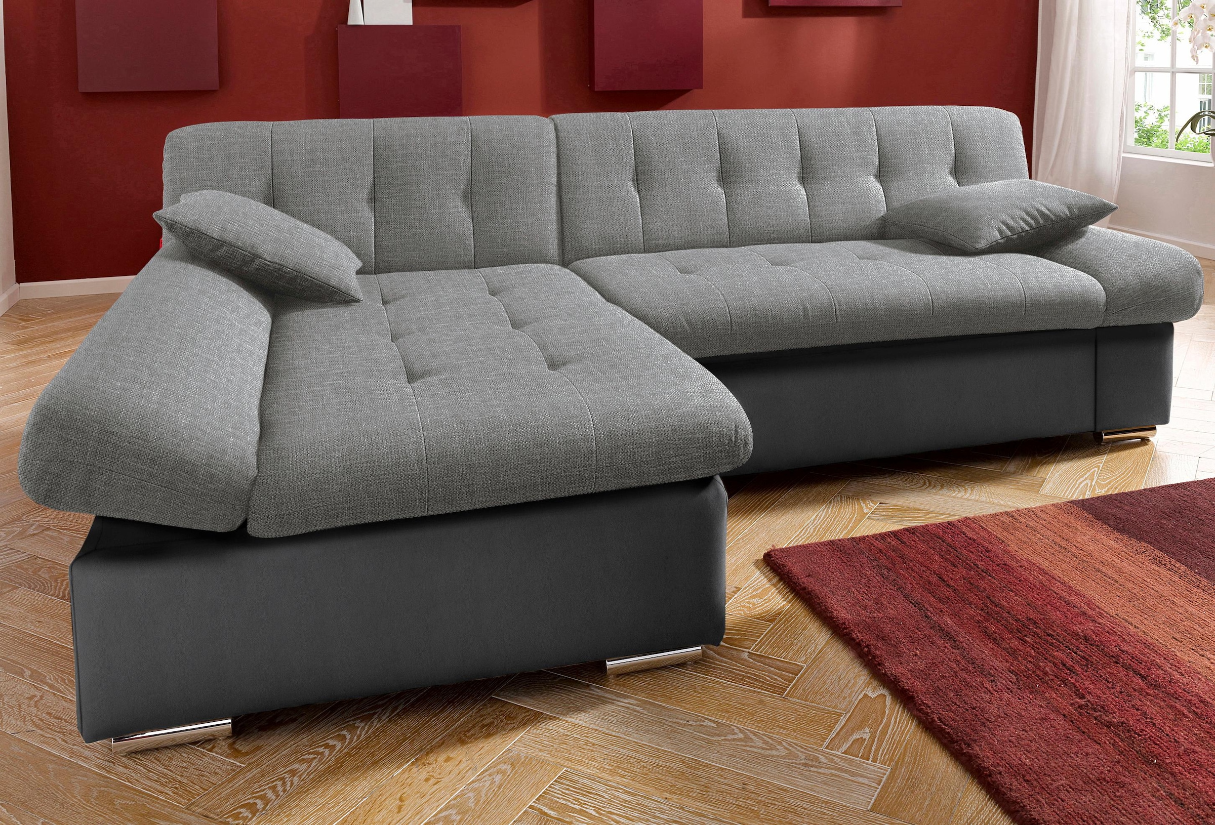 TRENDMANUFAKTUR Ecksofa »Reggae, modern und bequem, aktueller Materialmix, L-Form«, inkl. verstellbare Armlehne, wahlweise mit Bettfunktion