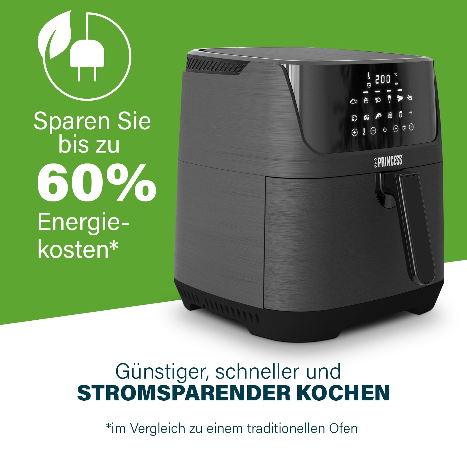 PRINCESS Heißluftfritteuse »182061«, 1800 W, Fassungsvermögen 6,5 l, mit herausnehmbarer Trennwand
