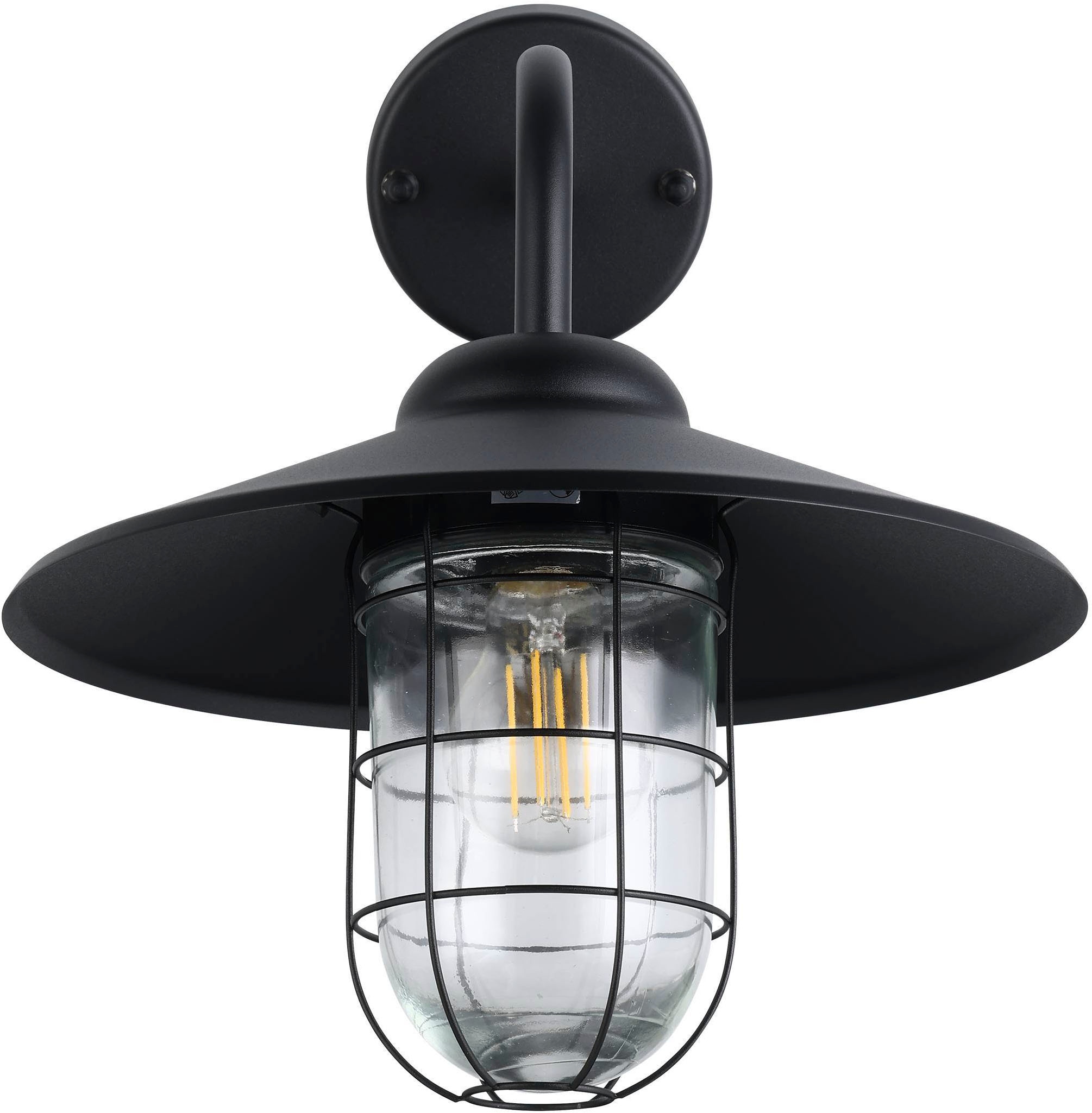 EGLO Wandleuchte »Melgoa Außen-Wandlampe, Wandleuchte aus Stahl und Glas, E27, IP44« E27 1 Stk. Wand-/Deckenleuchte - L30 x H25 x AL38 cm - schwarz - 1X60W exkl.