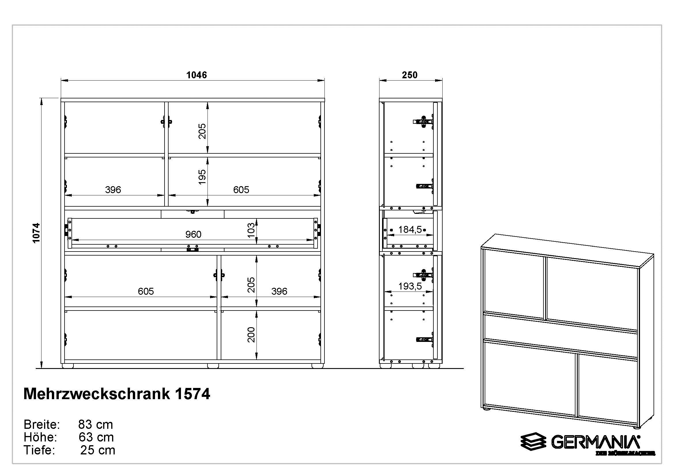 GERMANIA Garderoben-Set »GW-Ameca 2.0«, (2 St.), Garderoben-Set:Mehrzweckschrank und Spiegel