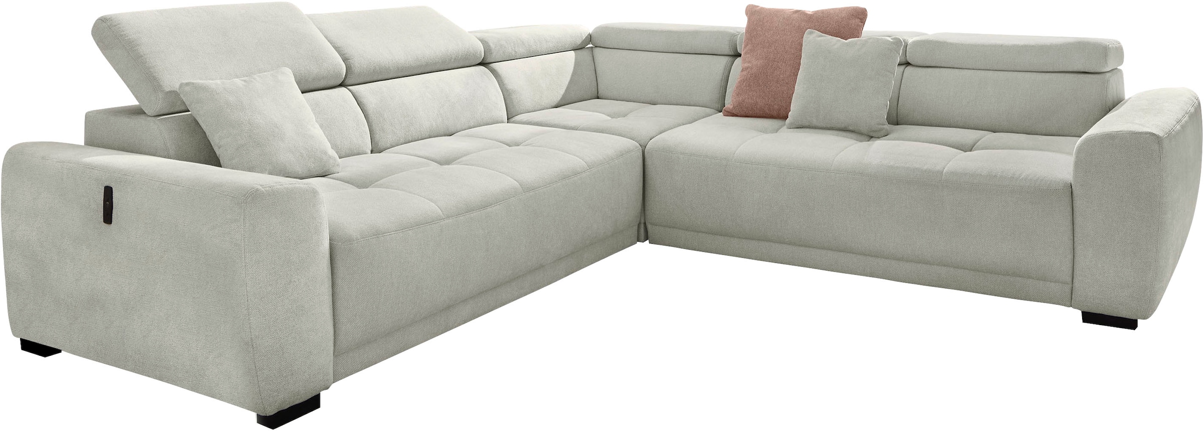 Jockenhöfer Gruppe Wohnlandschaft »Monza L-Form, B: 292x292 cm, mit 30 cm elektr. Sitztiefenverstellung« 140kg Belastbarkeit je Sitz, Kopfteilverstellung & USB-Anschluss
