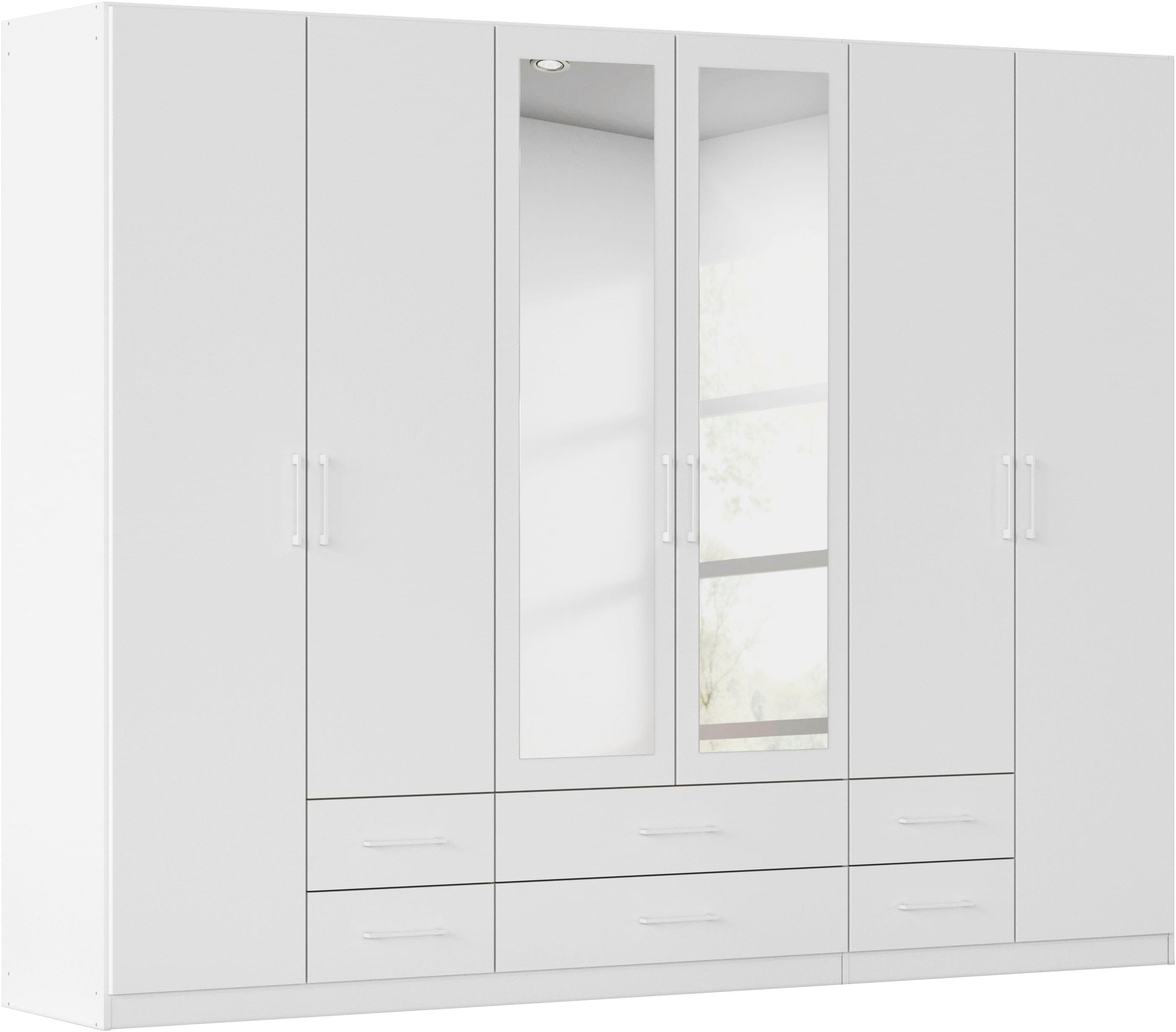 rauch Kleiderschrank "Schrank Garderobe Ankleide GAMMA Breiten 91/136/181/226/271/315/360 cm" in 3 Ausstattungen BASIC/CLASSIC/PREMIUM (inkl. SOFT-CLOSE-Funktion), verschiedene Griff-Varianten, mit Spiegel TOPSELLER MADE IN GERMANY