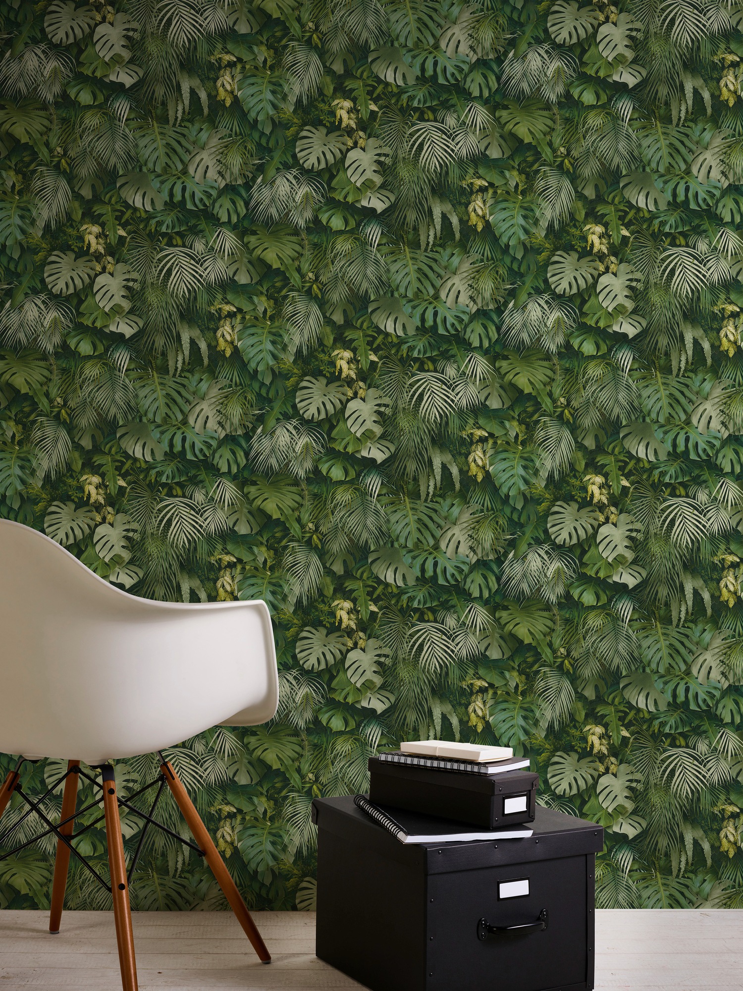A.S. Création Vliestapete »Greenery mit Palmenprint in Dschungel Optik«, floral-botanisch-Wald, Palmentapete Tapete Dschungel Tapeten Wohnzimmer Schlafzimmer Küche