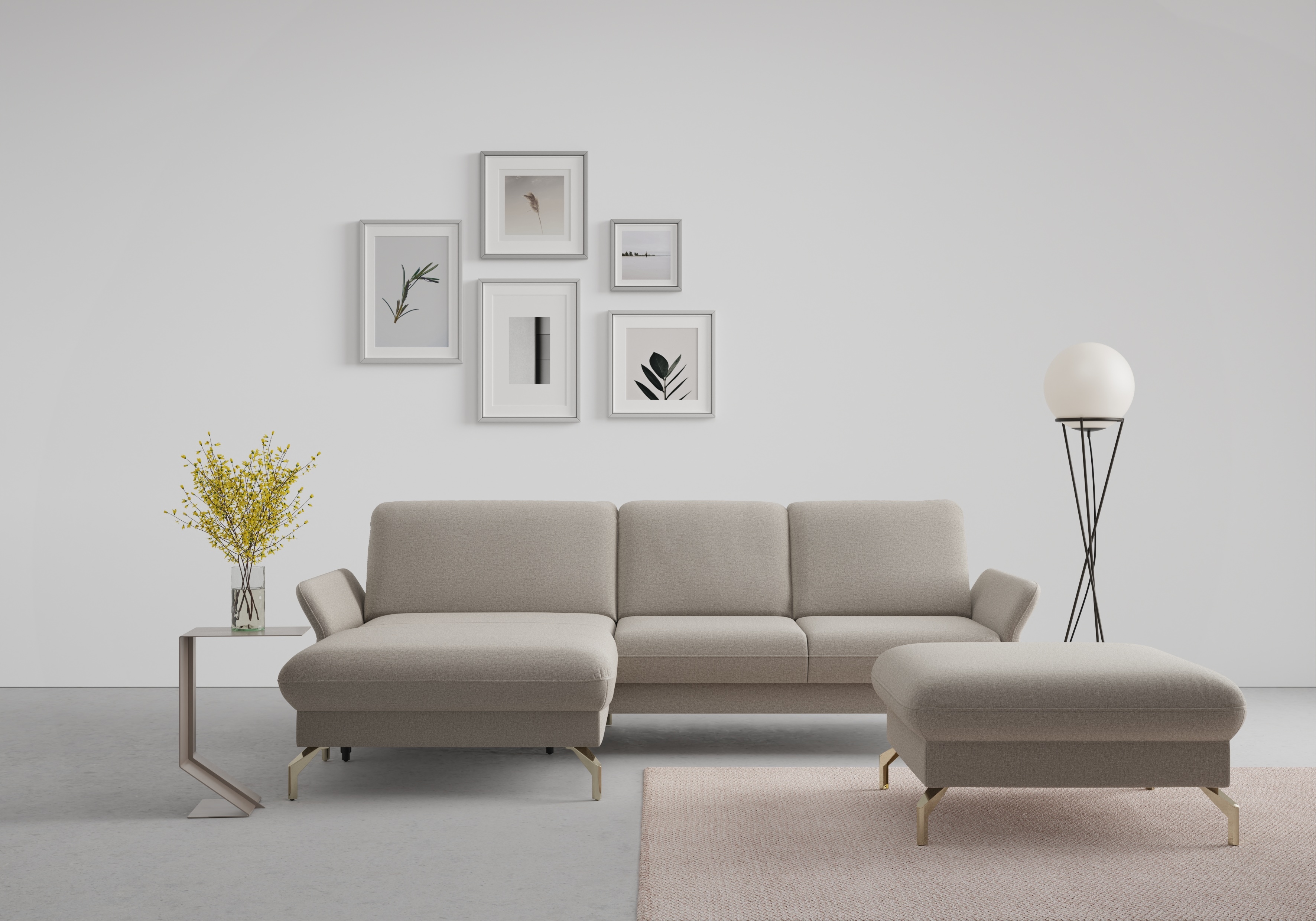 sit&more Ecksofa "Fashion L-Form" wahlweise mit Kopfteilverstellung, Vorziehsitz, motorisch, Nickelfüße