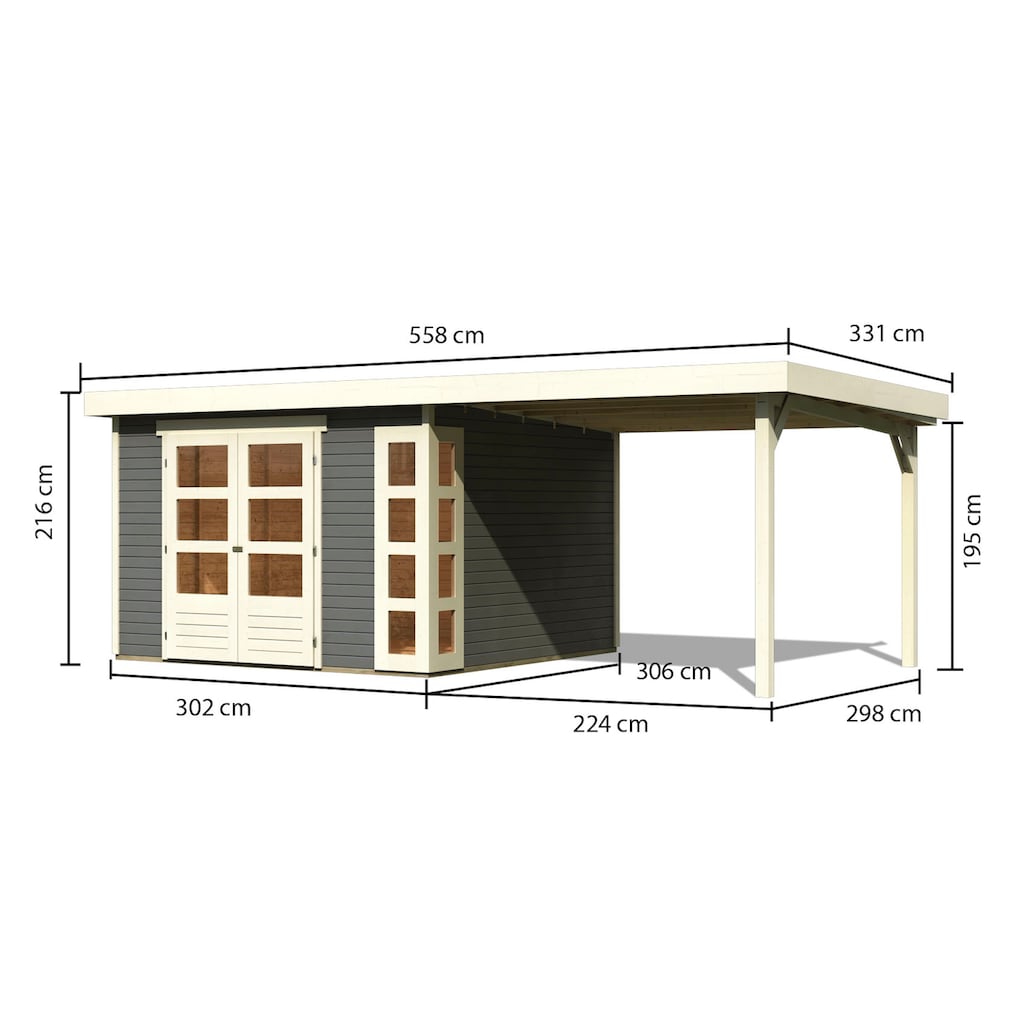 Karibu Gartenhaus »Nordsee 6«, (Set), mit Schleppdach 2,40 m Breite