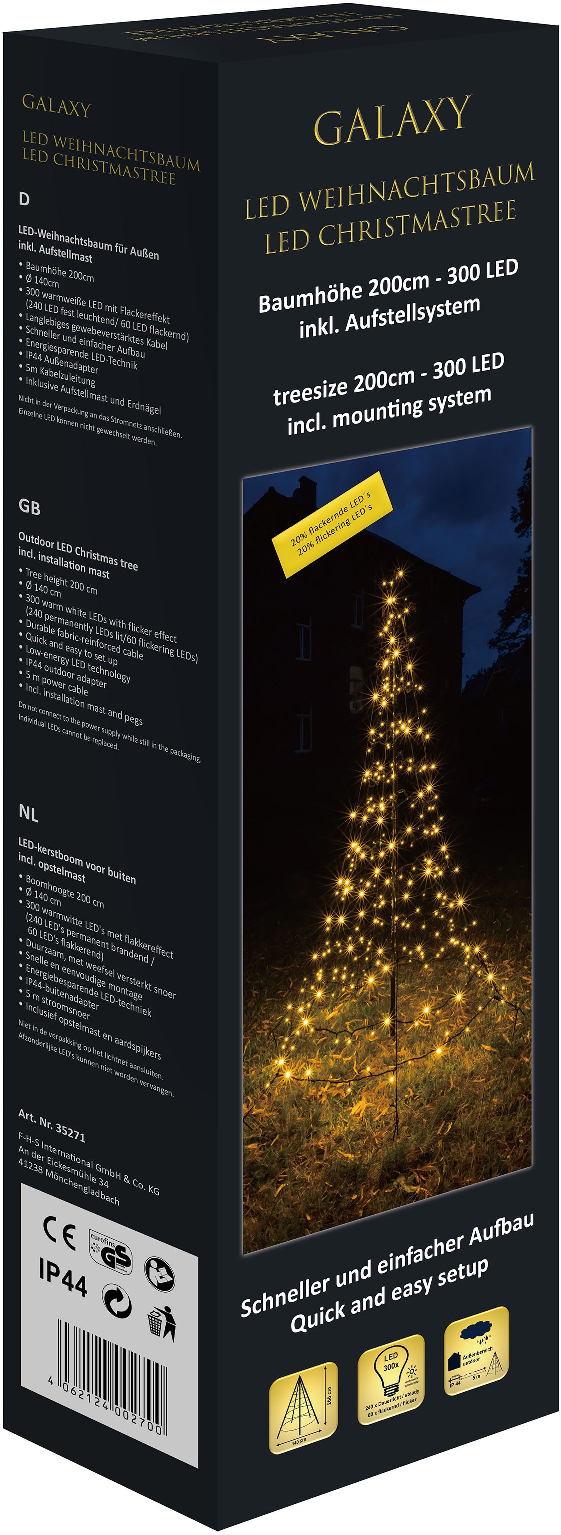 stromsparende GALAXY BAUR LED flammig-flammig, aussen«, Dekolicht »Weihnachtsdeko | 300 LED