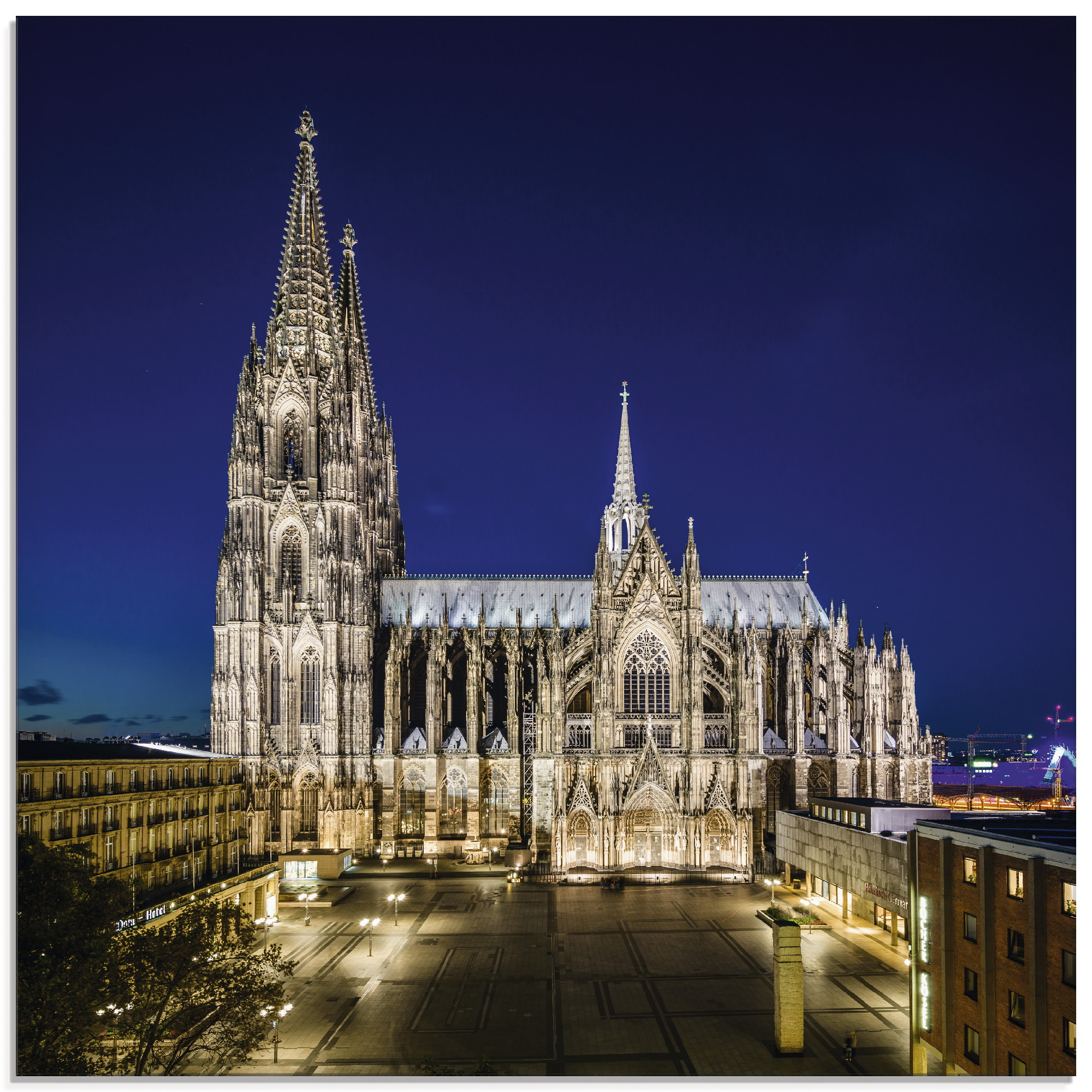 Artland Glasbild "Kölner Dom am Abend" Gebäude 1 Stk. tlg. in verschiedenen Größen