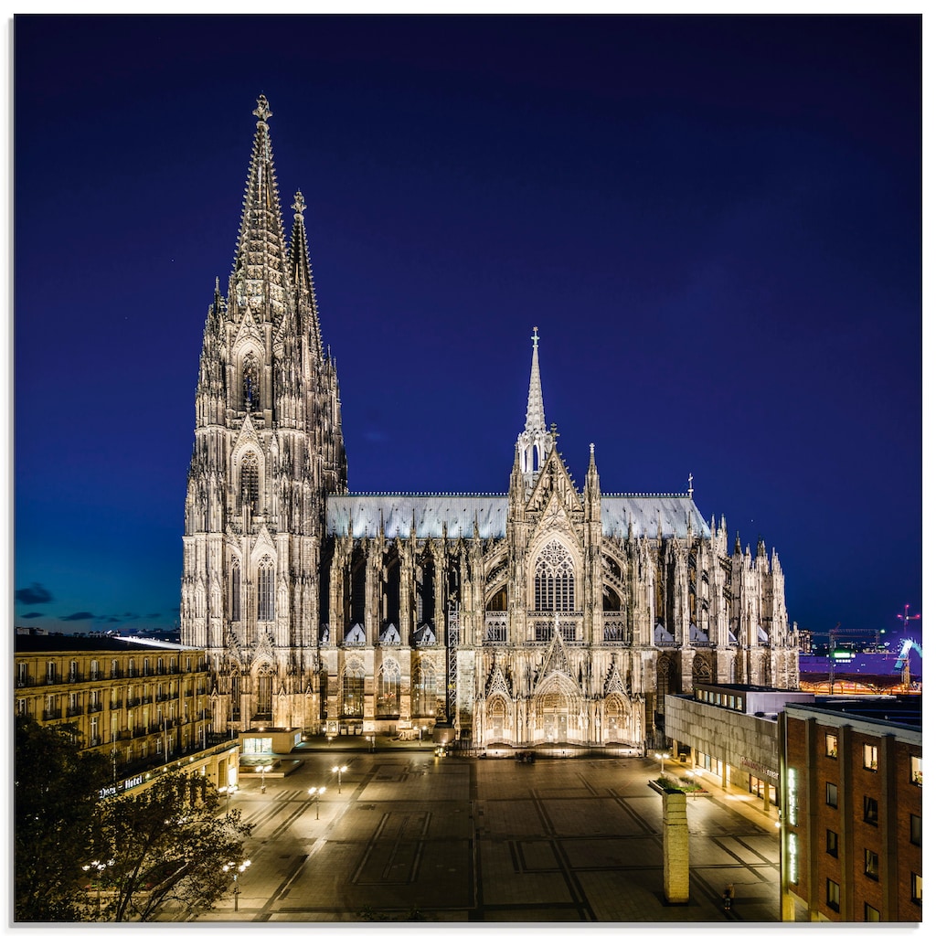 Artland Glasbild »Kölner Dom am Abend«, Gebäude, (1 St.)