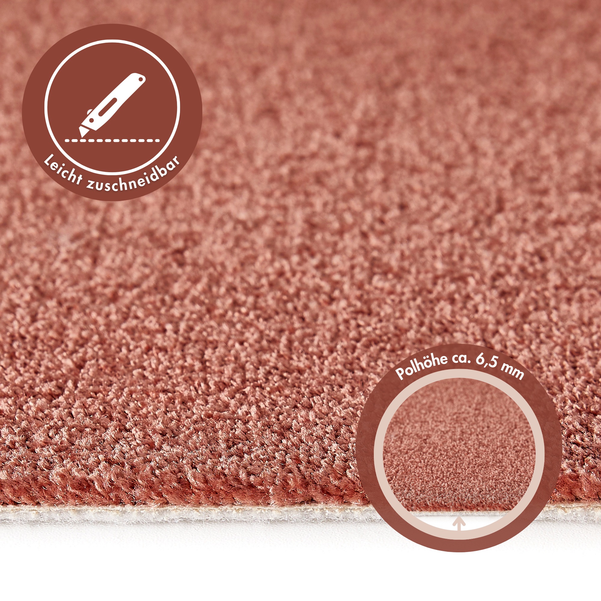 Thumbnail - Andiamo Teppichboden "Verona, Velours, Made in Belgium", rechteckig, 6 mm Höhe, Uni Farben, Breite 400 cm oder 500 cm, s...