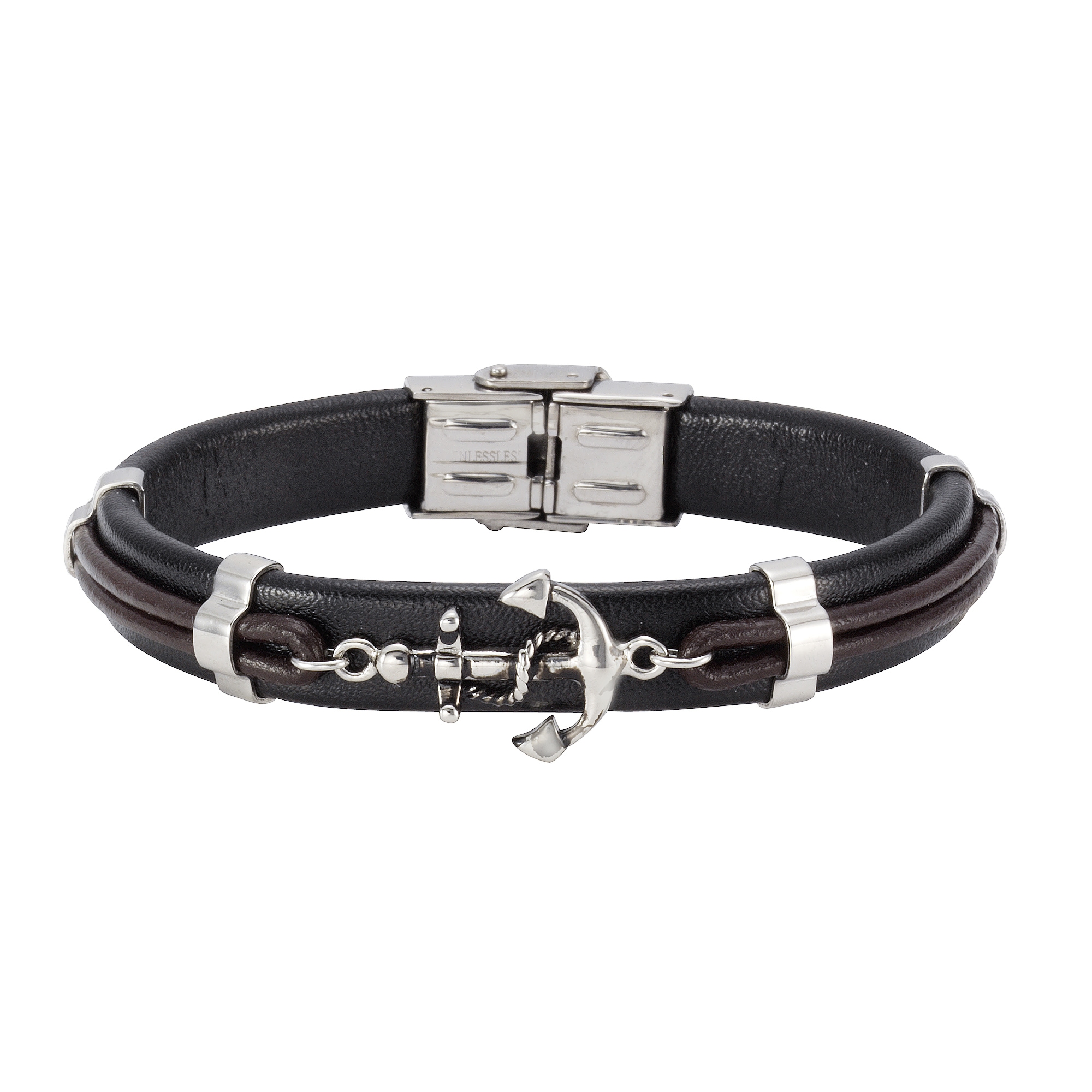 NOX Armband »Leder schwarz braun Edelstahl«