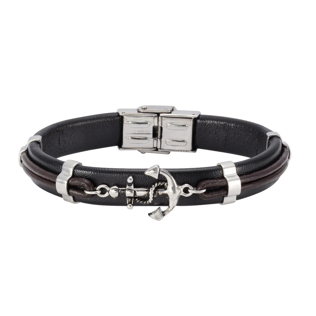 NOX Armband »Leder schwarz braun Edelstahl«