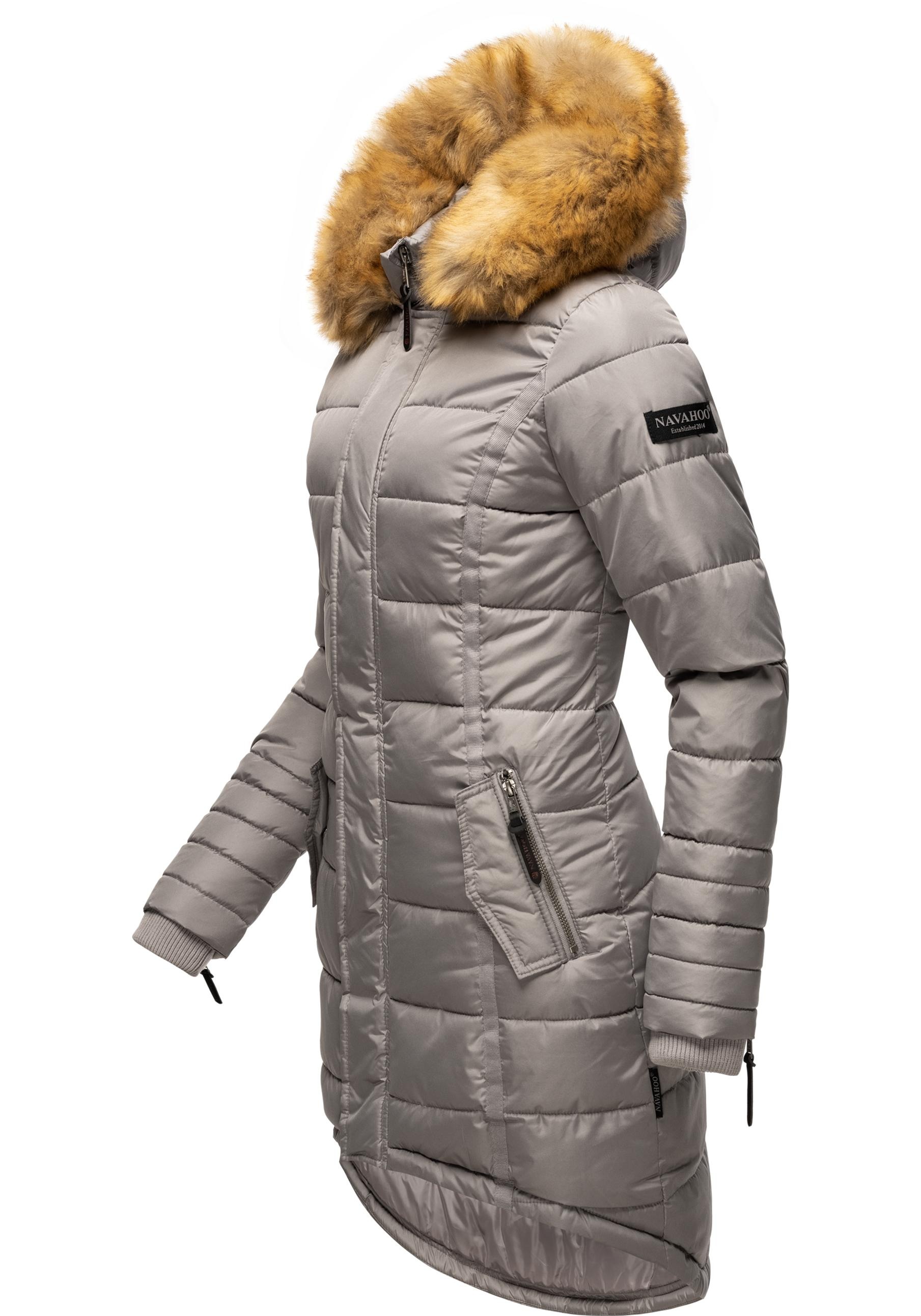 Navahoo Steppmantel "Papaya", hochwertiger Wintermantel m. edlem Fellimitat günstig online kaufen