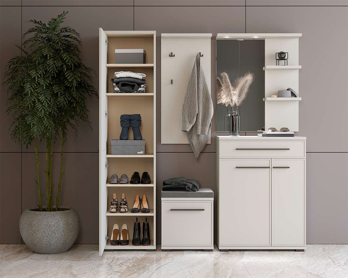 Places of Style Schuhbank »Opera, Schuhschrank, Schuhregal, Schuhtruhe, Breite 46 cm«, (1 St.), mit Sitzkissen, UV-lackiert, hochwertige Beschläge, Kaschmirfarbe