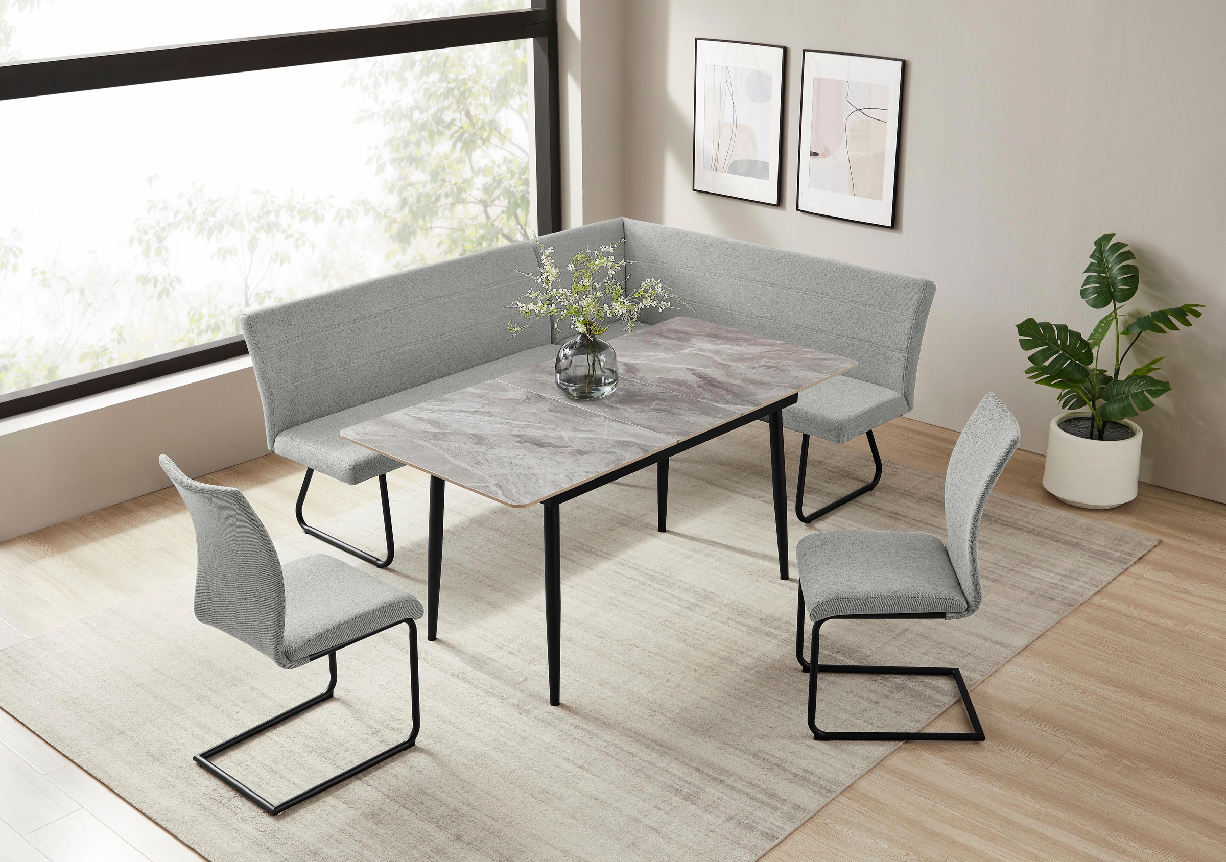 OTTO home Eckbankgruppe "Stevian" Set, 1 ausziehbarer Esstisch + 1 Eckbank günstig online kaufen