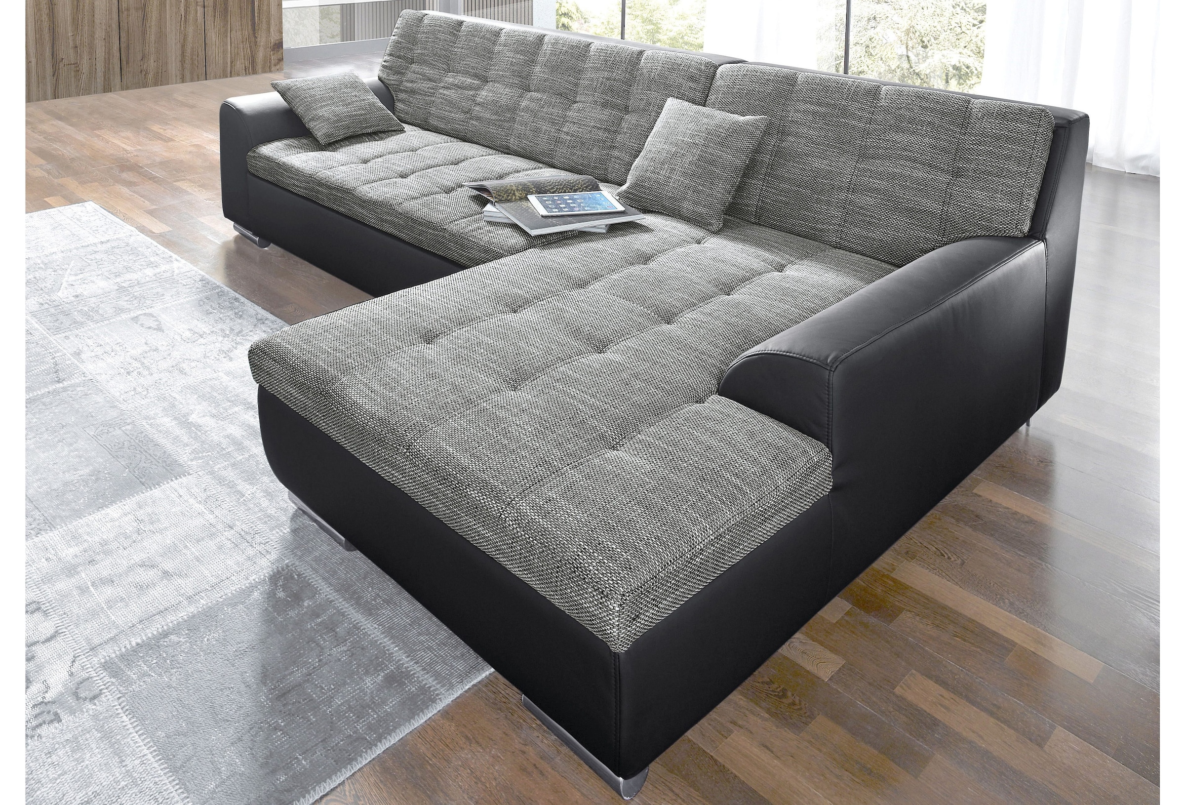 DOMO collection Ecksofa "NMoric incl. Zierkissen B/T/H: 273/216/80 cm L-For günstig online kaufen