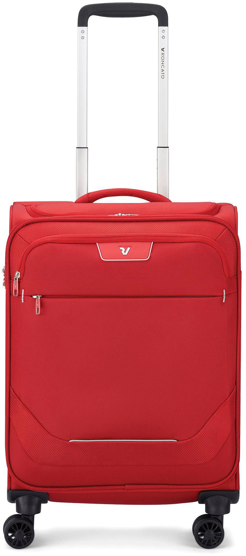 RONCATO Handgepäck-Trolley "Joy Carry-on, 55 cm, erweiterbar, rot", 4 Rollen, Weichgepäck-Koffer Reisegepäck mit Volumen